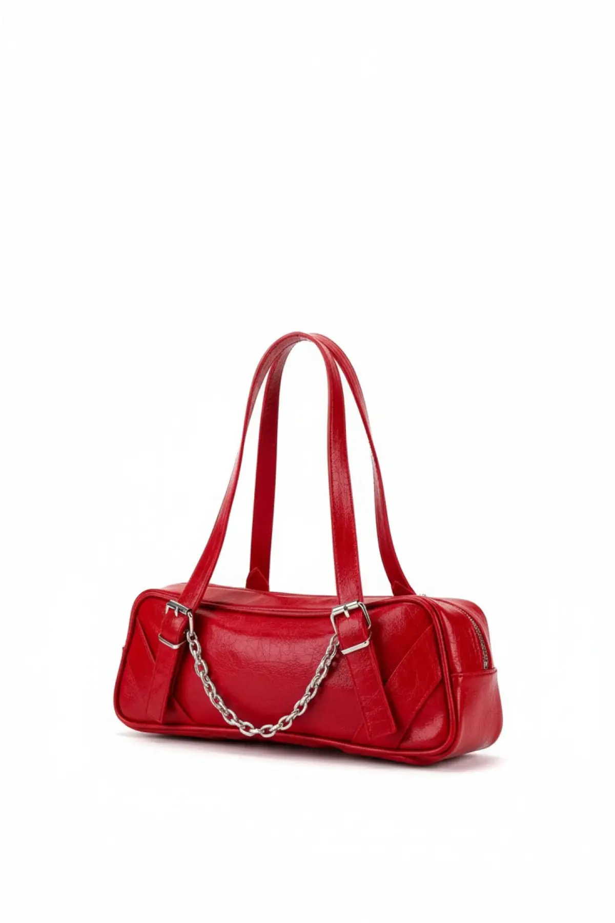 Rebeca Kırmızı Parlak Cilt Zincir Aksesuarlı Kadın Omuz Çantası
