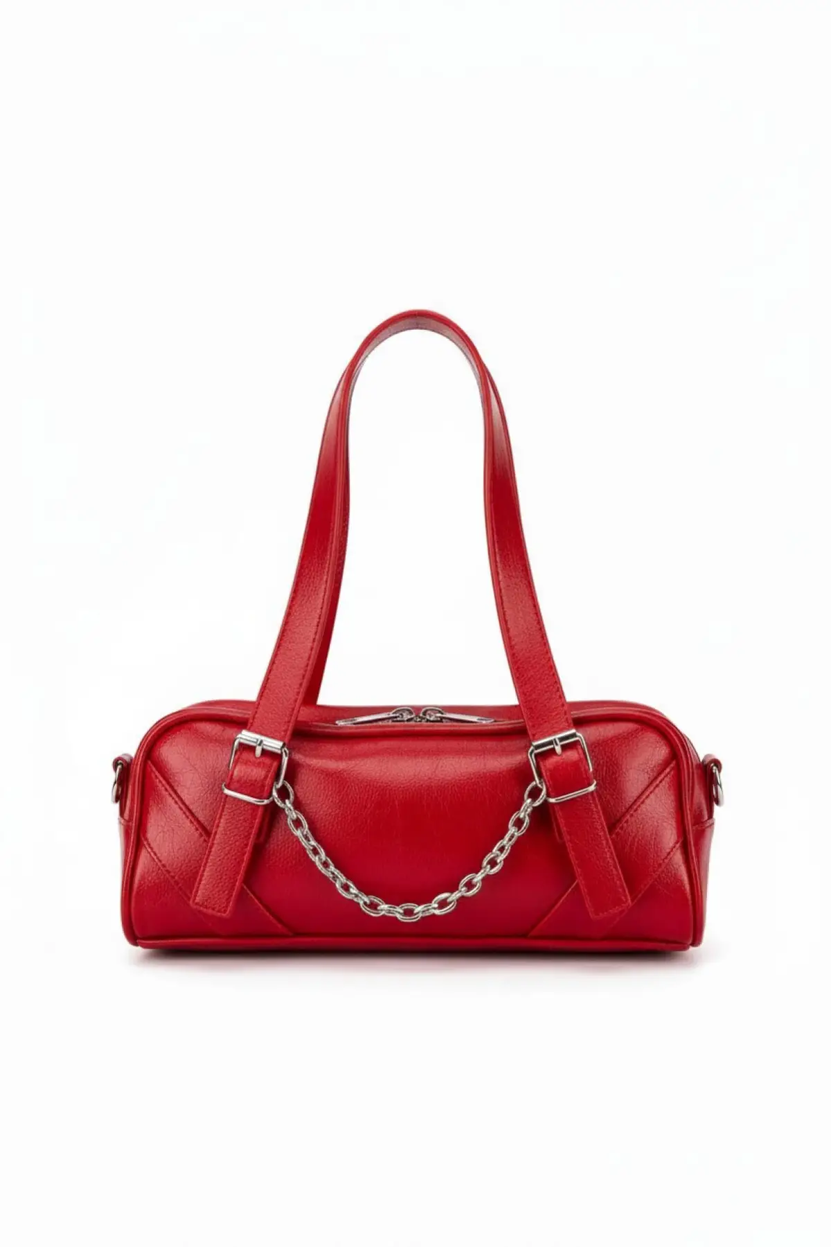 Rebeca Kırmızı Parlak Cilt Zincir Aksesuarlı Kadın Omuz Çantası