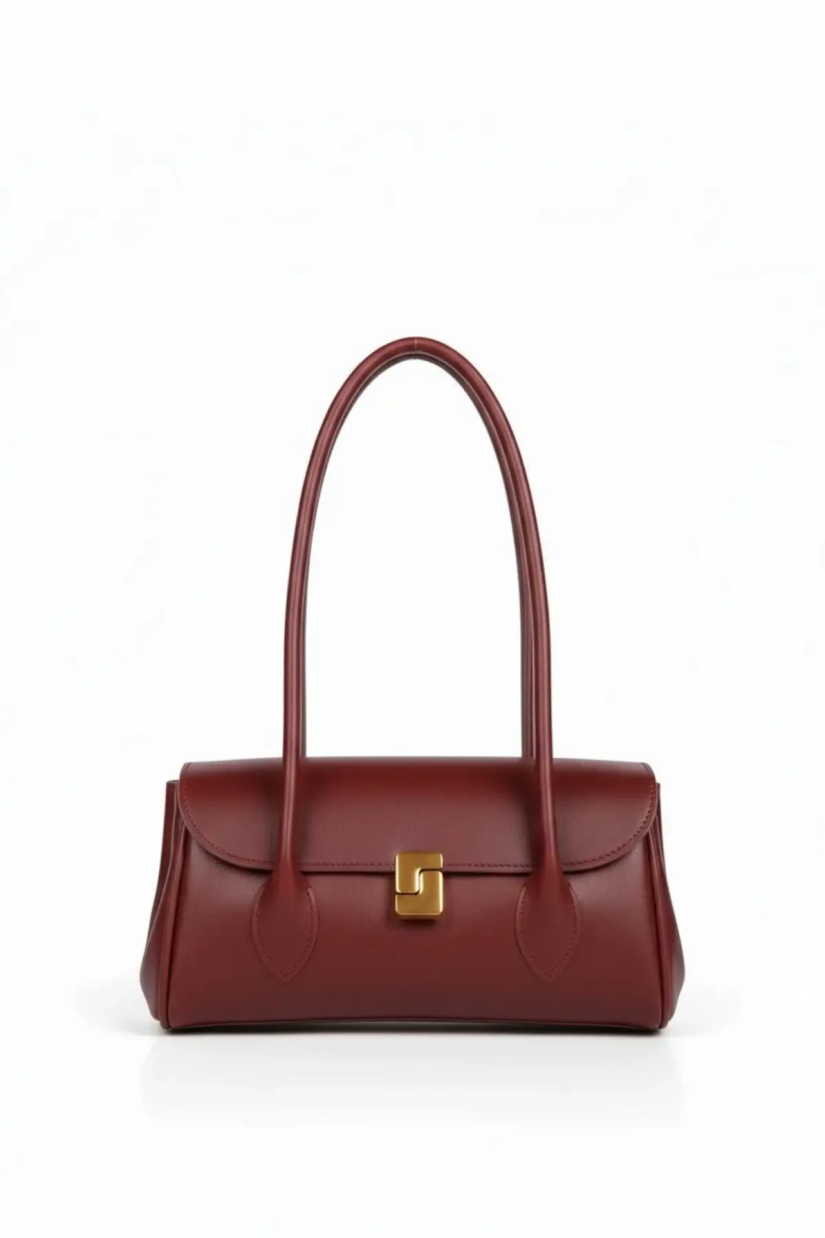 Havin Bordo Yumuşak Deri Tasarım Kilit Kadın Omuz Çantası