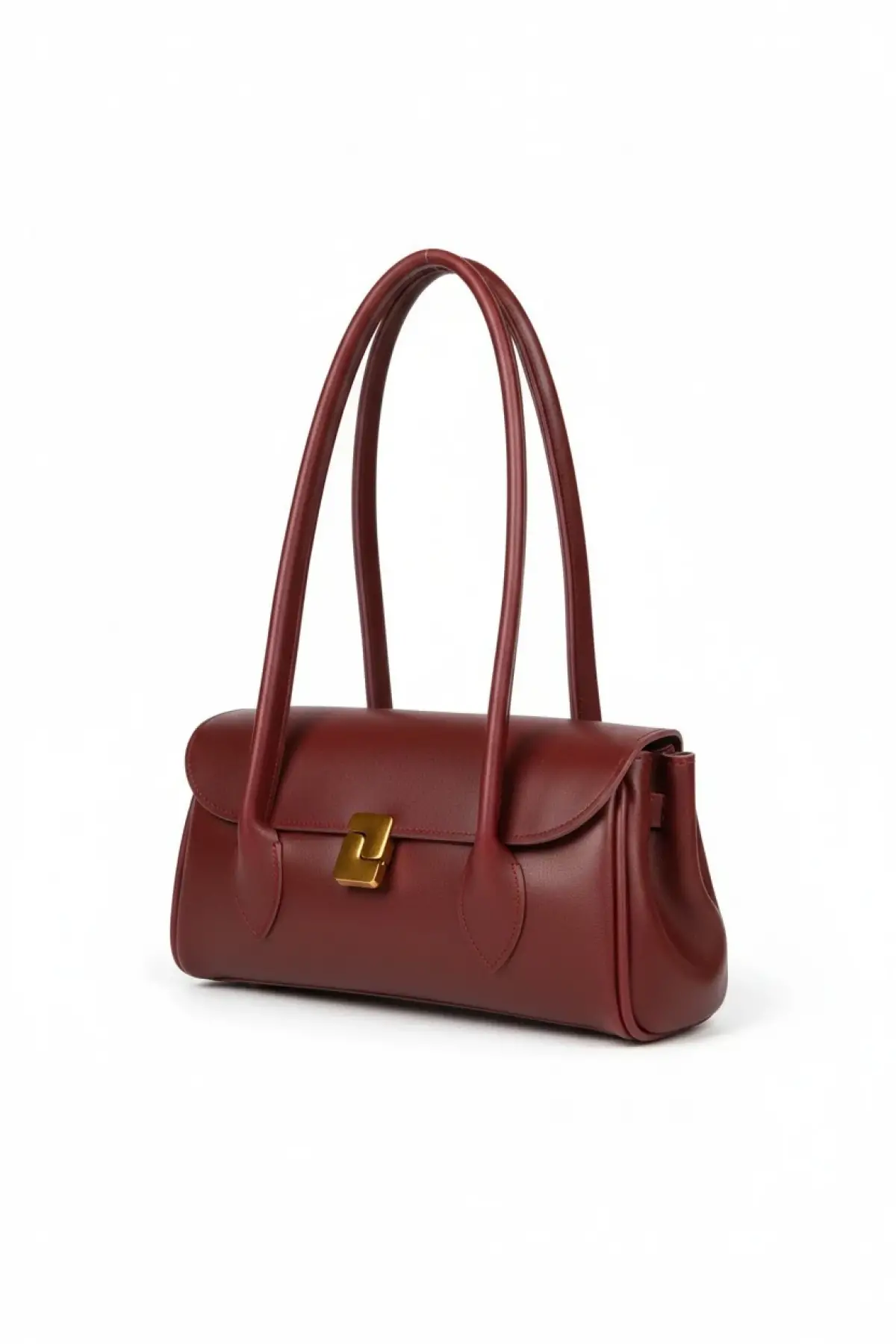 Havin Bordo Yumuşak Deri Tasarım Kilit Kadın Omuz Çantası