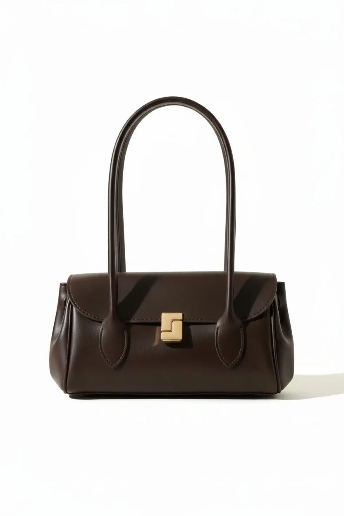 Havin Kahve Yumuşak Deri Tasarım Kilit Kadın Omuz Çantası