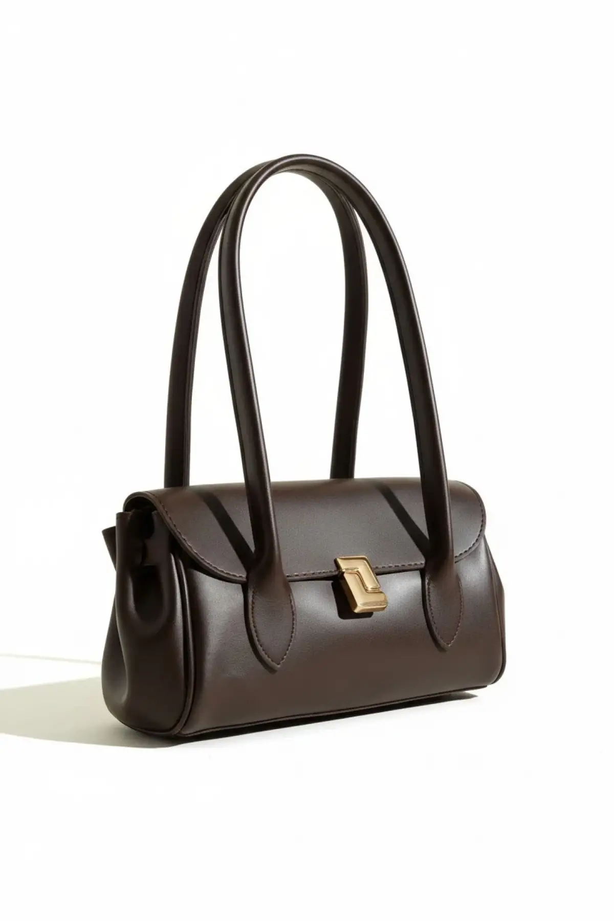 Havin Kahve Yumuşak Deri Tasarım Kilit Kadın Omuz Çantası