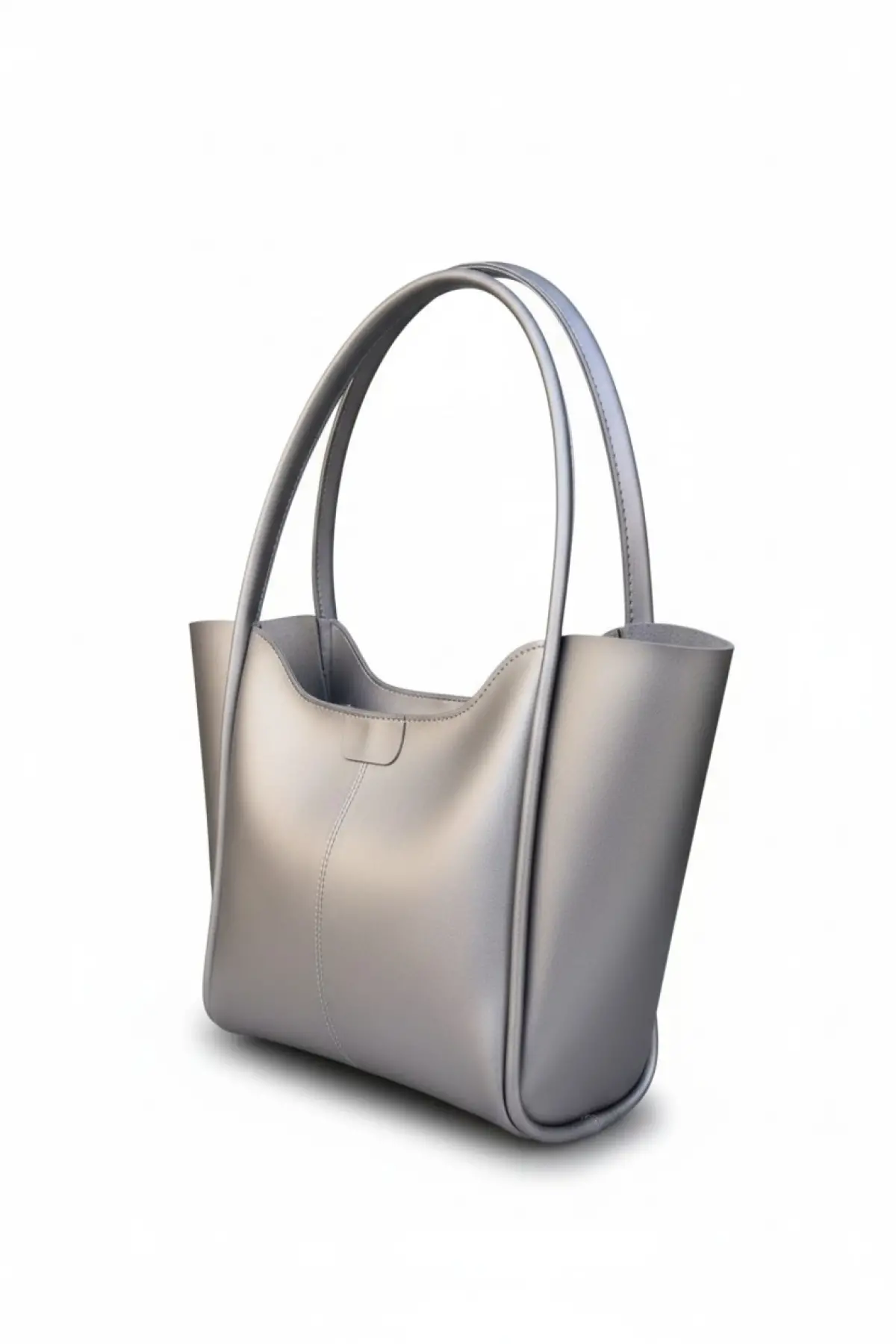 Clementine Metalik Gri Tote Kadın Fermuarlı Omuz Çantası