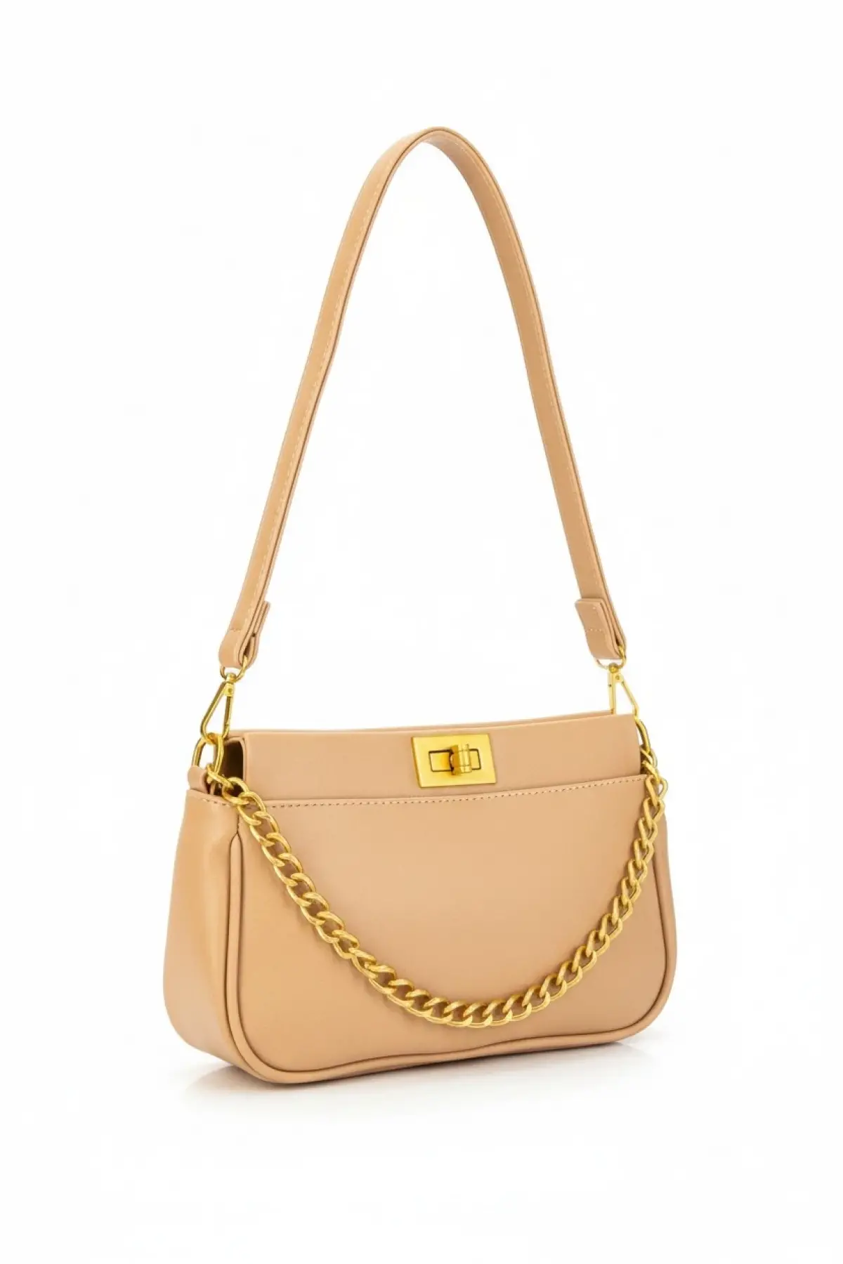 Patricia Vizon Kilit Kapamalı Zincir Detaylı Kadın El Kol Ve Omuz Çantası