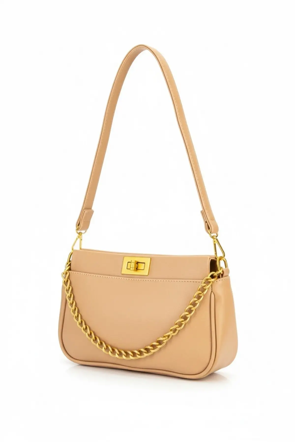 Patricia Vizon Kilit Kapamalı Zincir Detaylı Kadın El Kol Ve Omuz Çantası