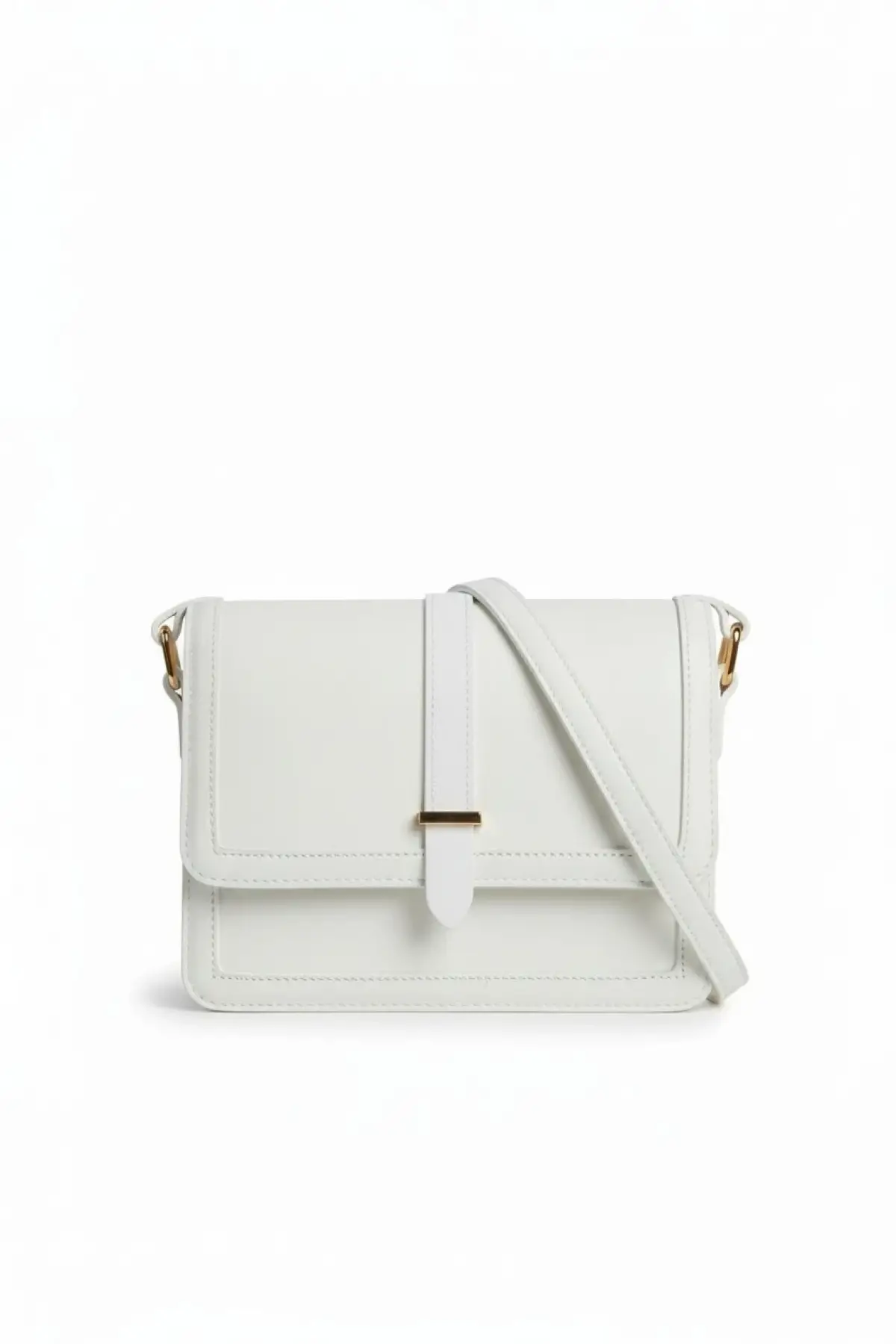 Claire Önden Kapamalı Kemer Detaylı Beyaz Cilt Trend Kadın Çapraz Omuz Çantası