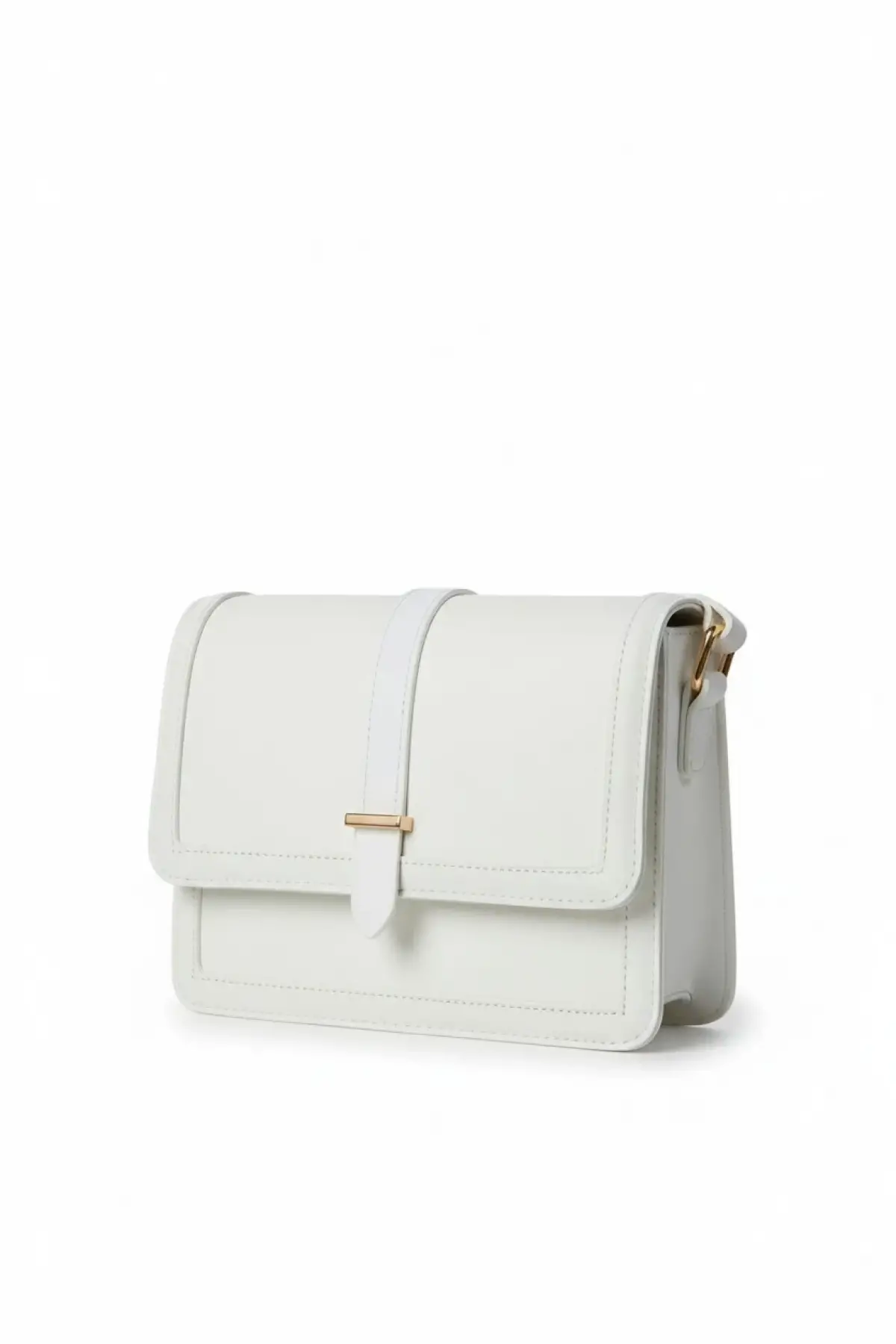 Claire Önden Kapamalı Kemer Detaylı Beyaz Cilt Trend Kadın Çapraz Omuz Çantası