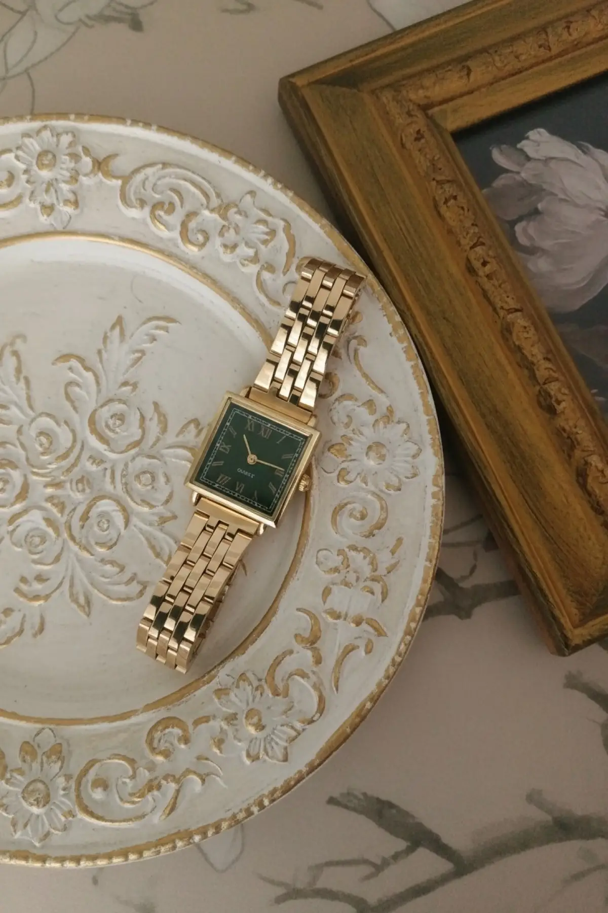 Maryland Gold Rengi Yeşil Kadranlı Roma Rakamlı Minimal Kadın Kol Saati