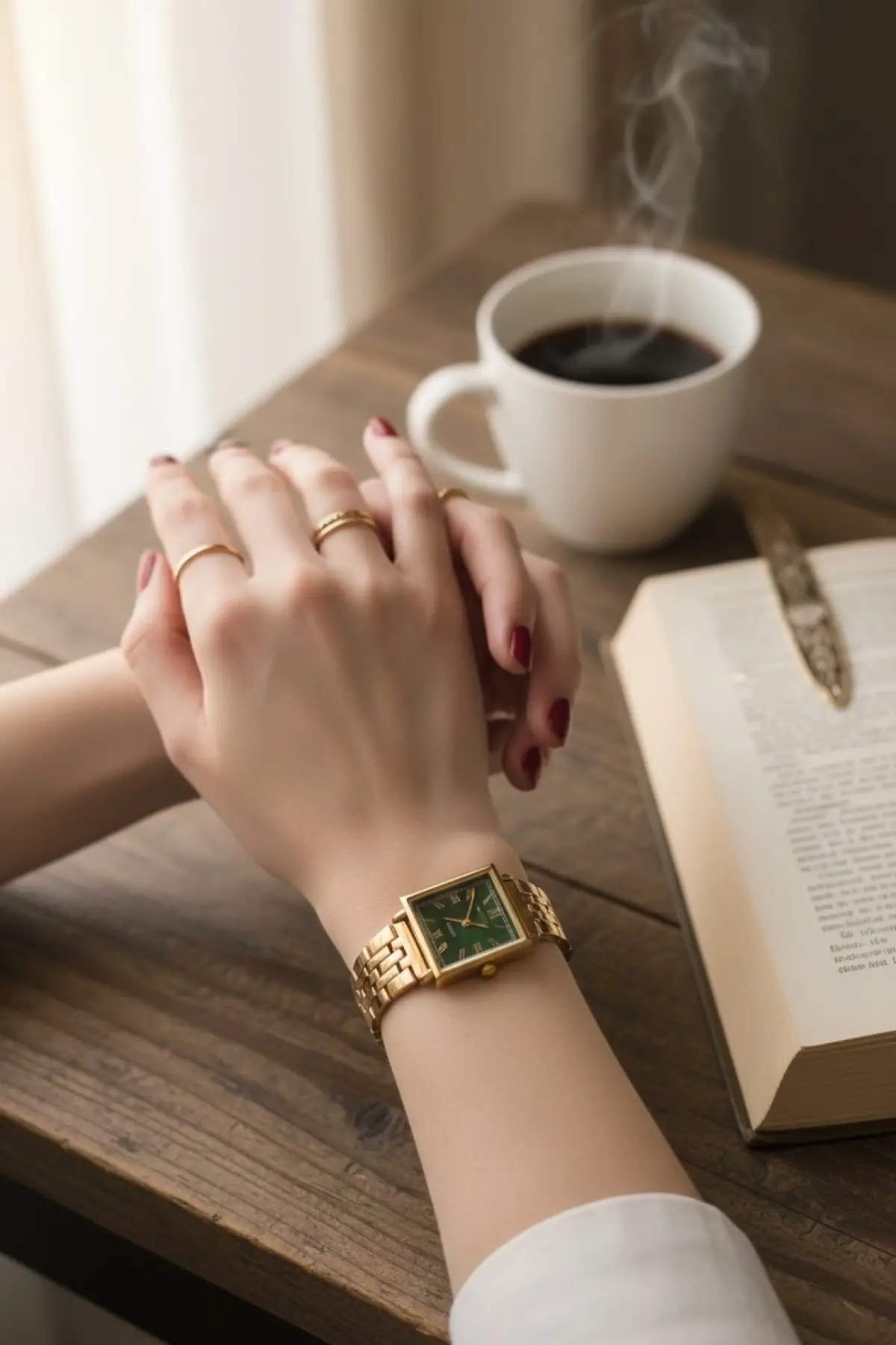 Maryland Gold Rengi Yeşil Kadranlı Roma Rakamlı Minimal Kadın Kol Saati