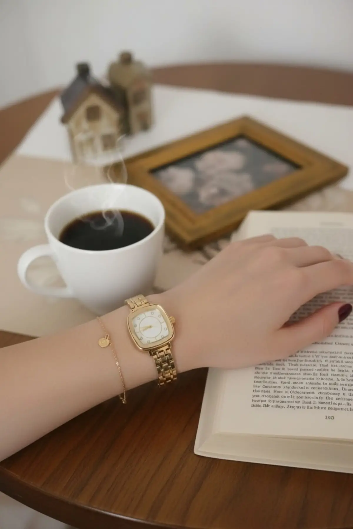 Lyra Kadın Şık Gold Renk Çelik Görünümlü Zirkon Taşlı Beyaz Kadran Metal Saat