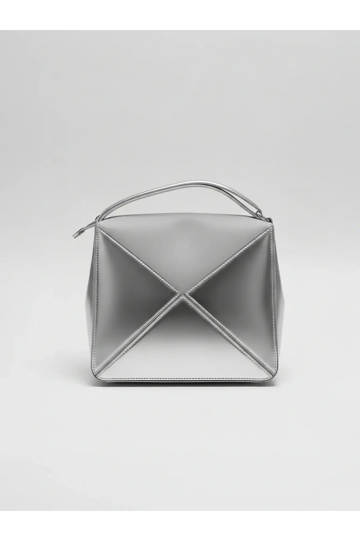 Serena Gümüş Rugan Üçgen Detaylı Kadın El Kol Ve Omuz Çantası