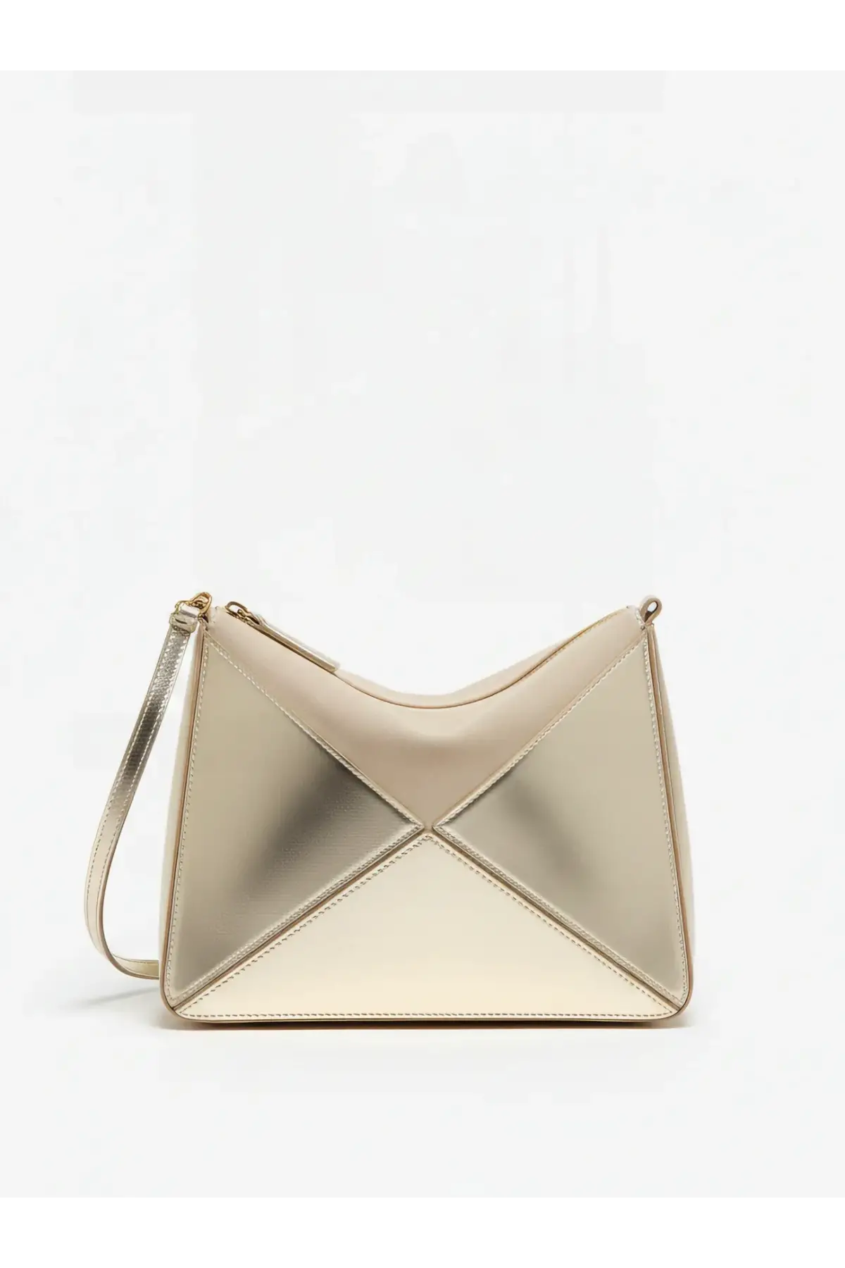 Serena Gold Rugan Üçgen Detaylı Kadın El Kol Ve Omuz Çantası