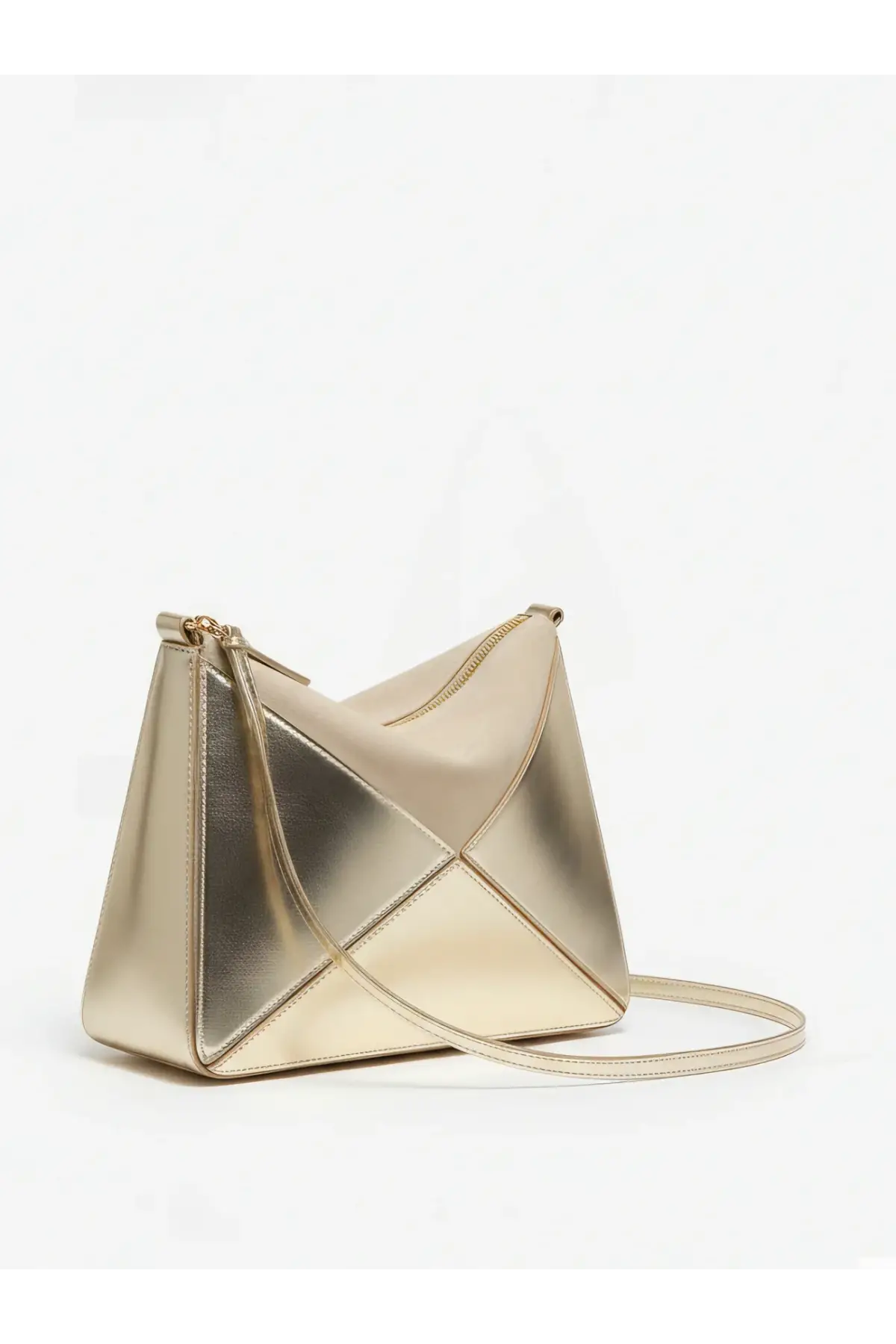 Serena Gold Rugan Üçgen Detaylı Kadın El Kol Ve Omuz Çantası