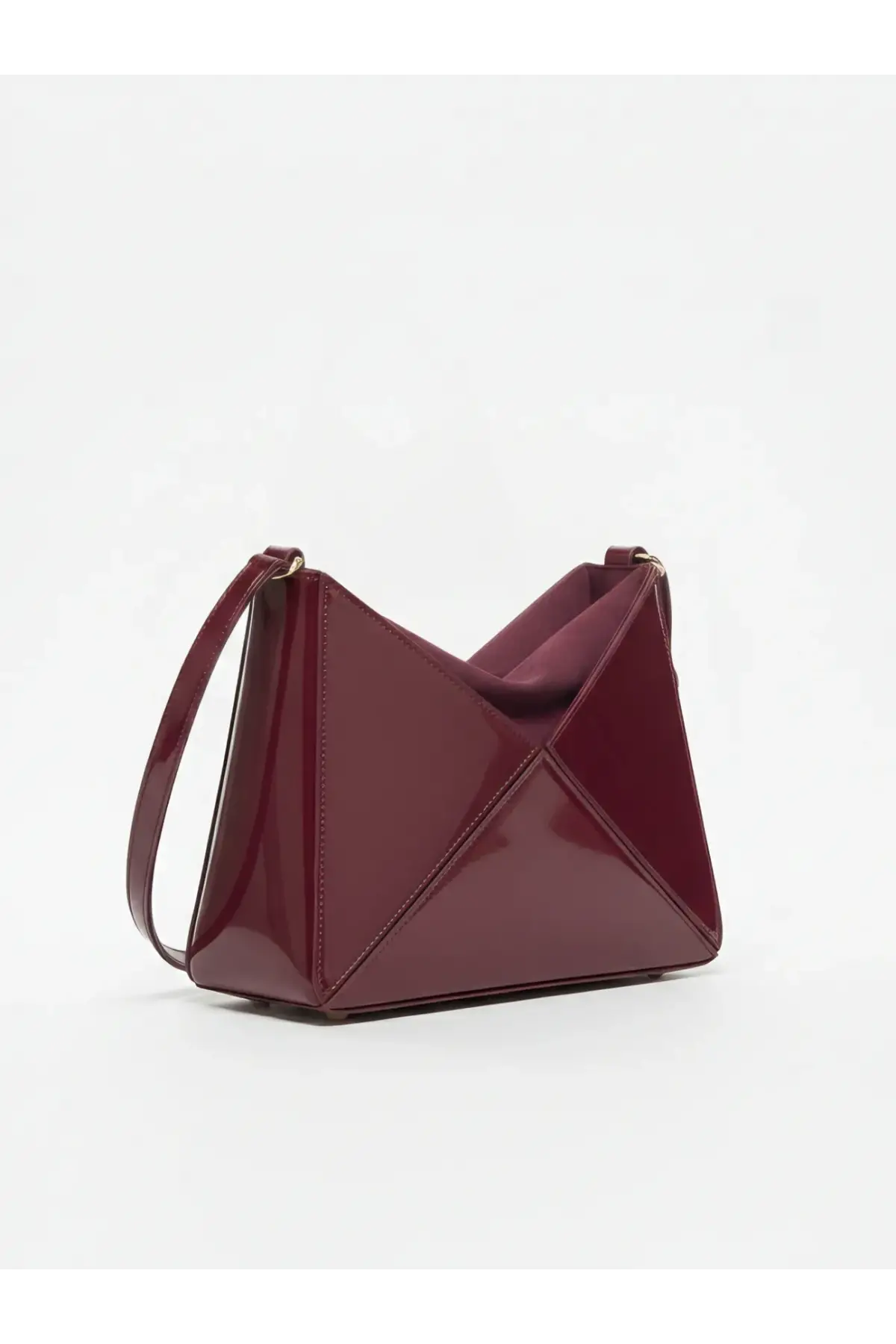 Serena Bordo Rugan Üçgen Detaylı Kadın El Kol Ve Omuz Çantası