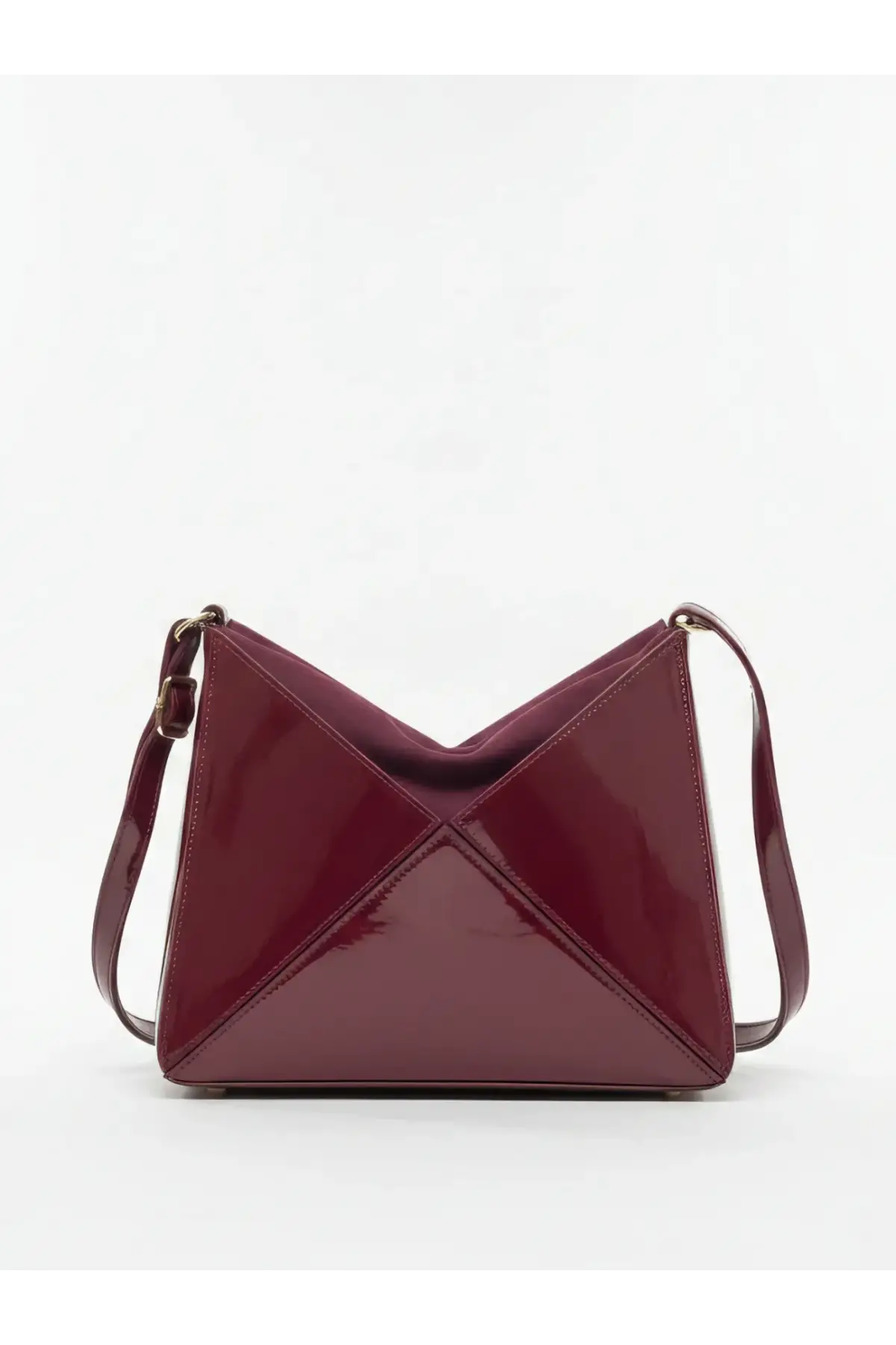 Serena Bordo Rugan Üçgen Detaylı Kadın El Kol Ve Omuz Çantası