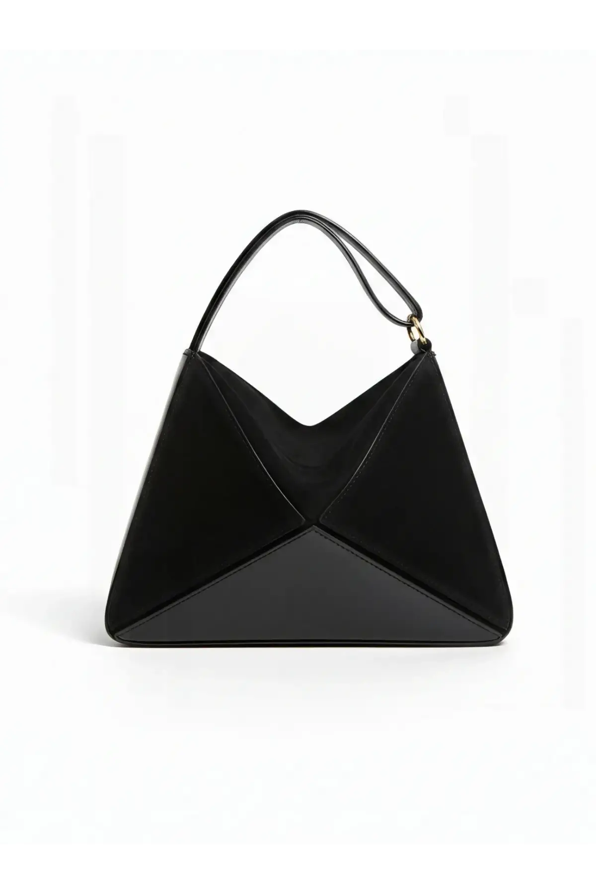Serena Siyah Rugan Üçgen Detaylı Kadın El Kol Ve Omuz Çantası