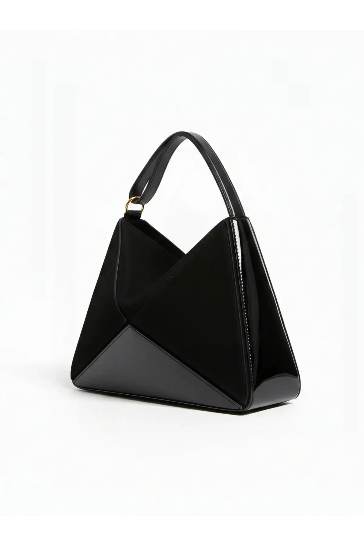 Serena Siyah Rugan Üçgen Detaylı Kadın El Kol Ve Omuz Çantası