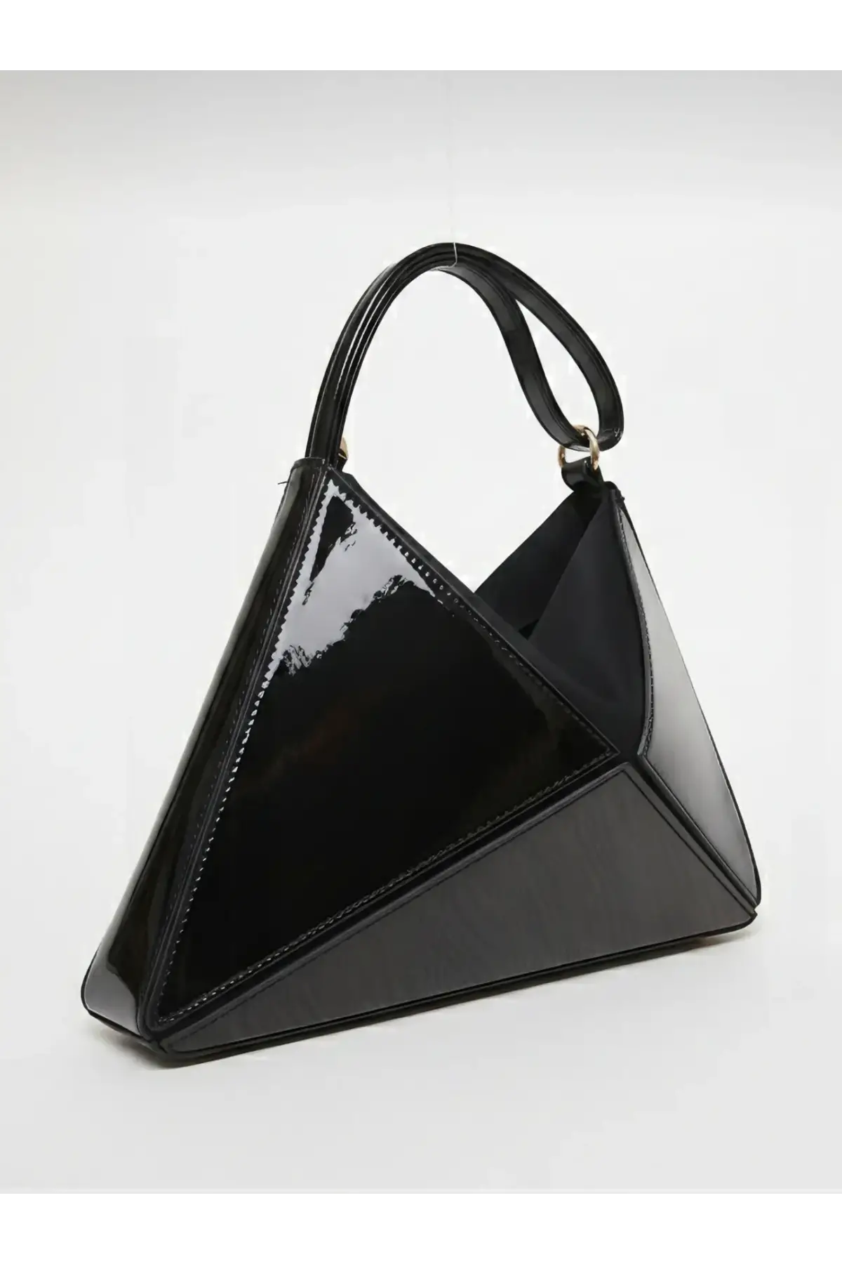 Serena Siyah Rugan Üçgen Detaylı Kadın El Kol Ve Omuz Çantası