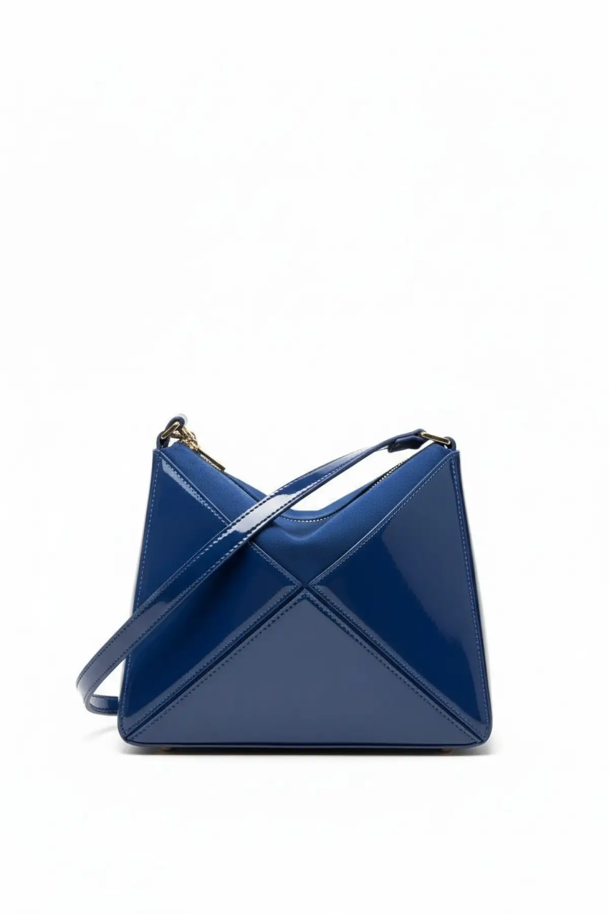 Serena Lacivert Rugan Üçgen Detaylı Kadın El Kol Ve Omuz Çantası