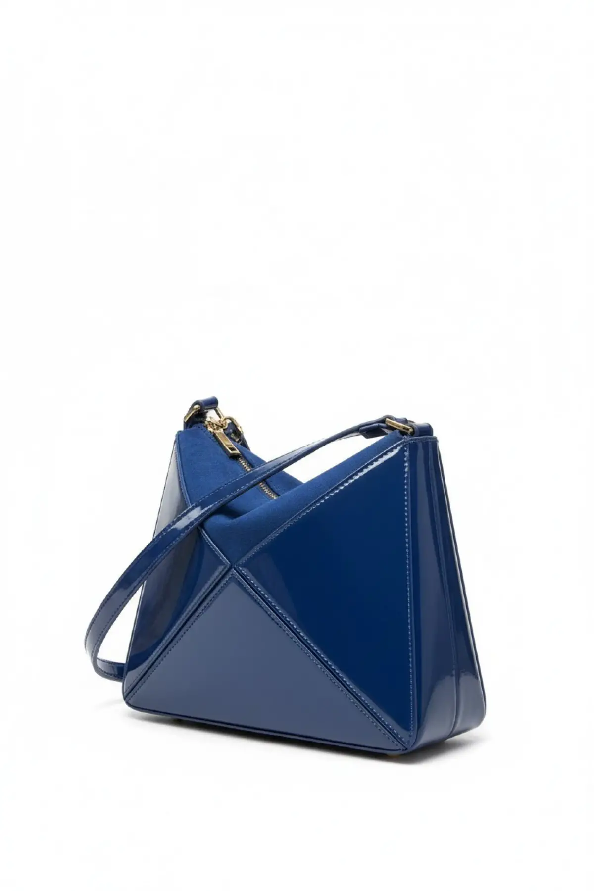 Serena Lacivert Rugan Üçgen Detaylı Kadın El Kol Ve Omuz Çantası