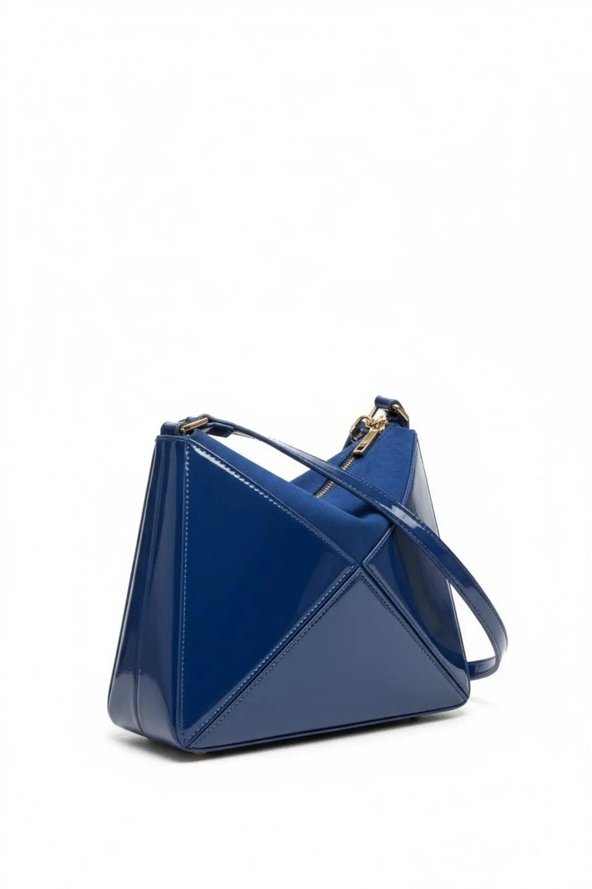 Serena Lacivert Rugan Üçgen Detaylı Kadın El Kol Ve Omuz Çantası