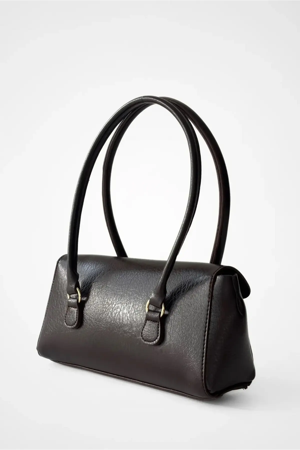 Valina Siyah Vegan Deri Gold Toka Detaylı Kadın El Ve Omuz Çantası