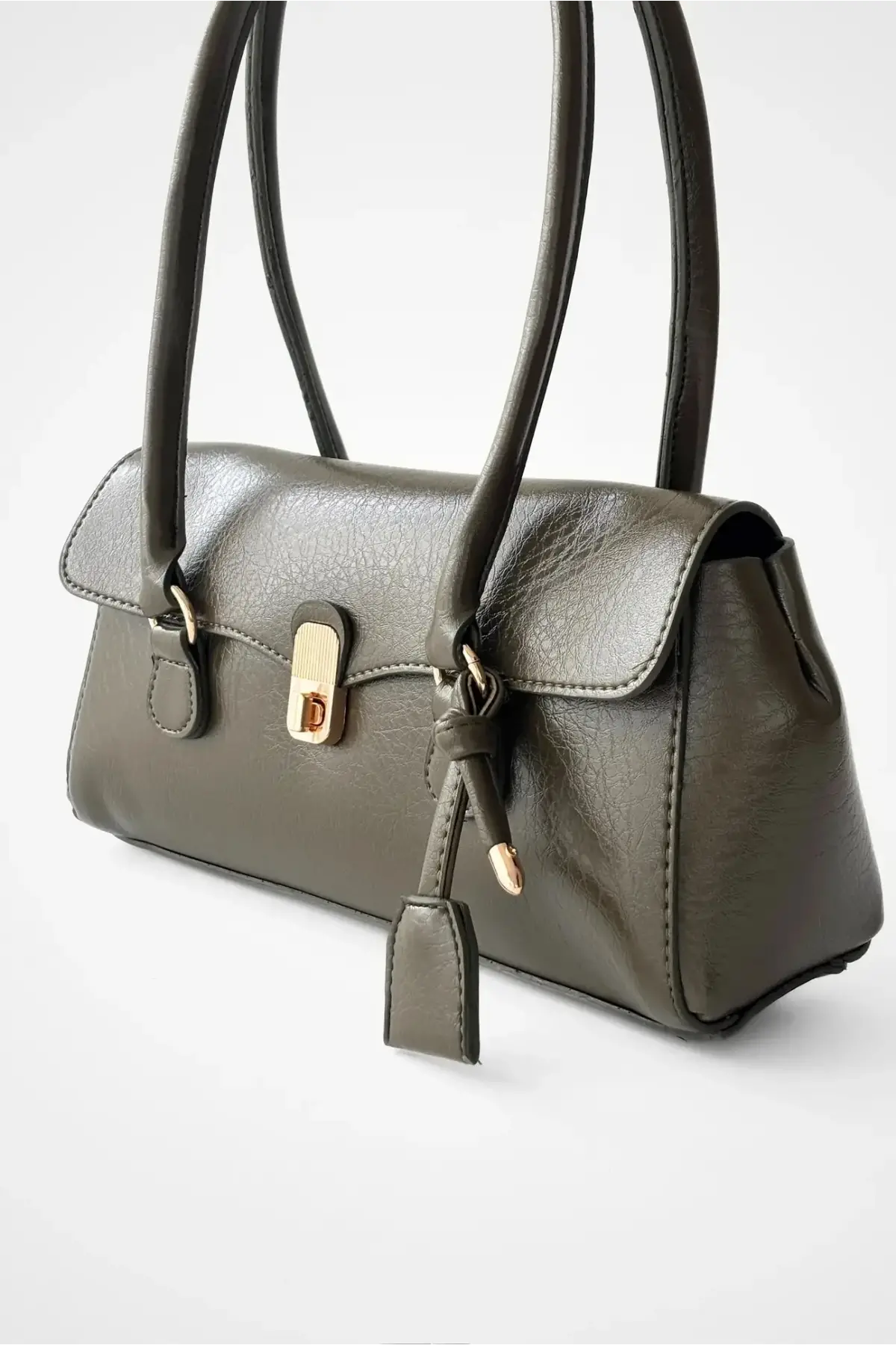 Valina Haki Vegan Deri Gold Toka Detaylı Kadın El Ve Omuz Çantası