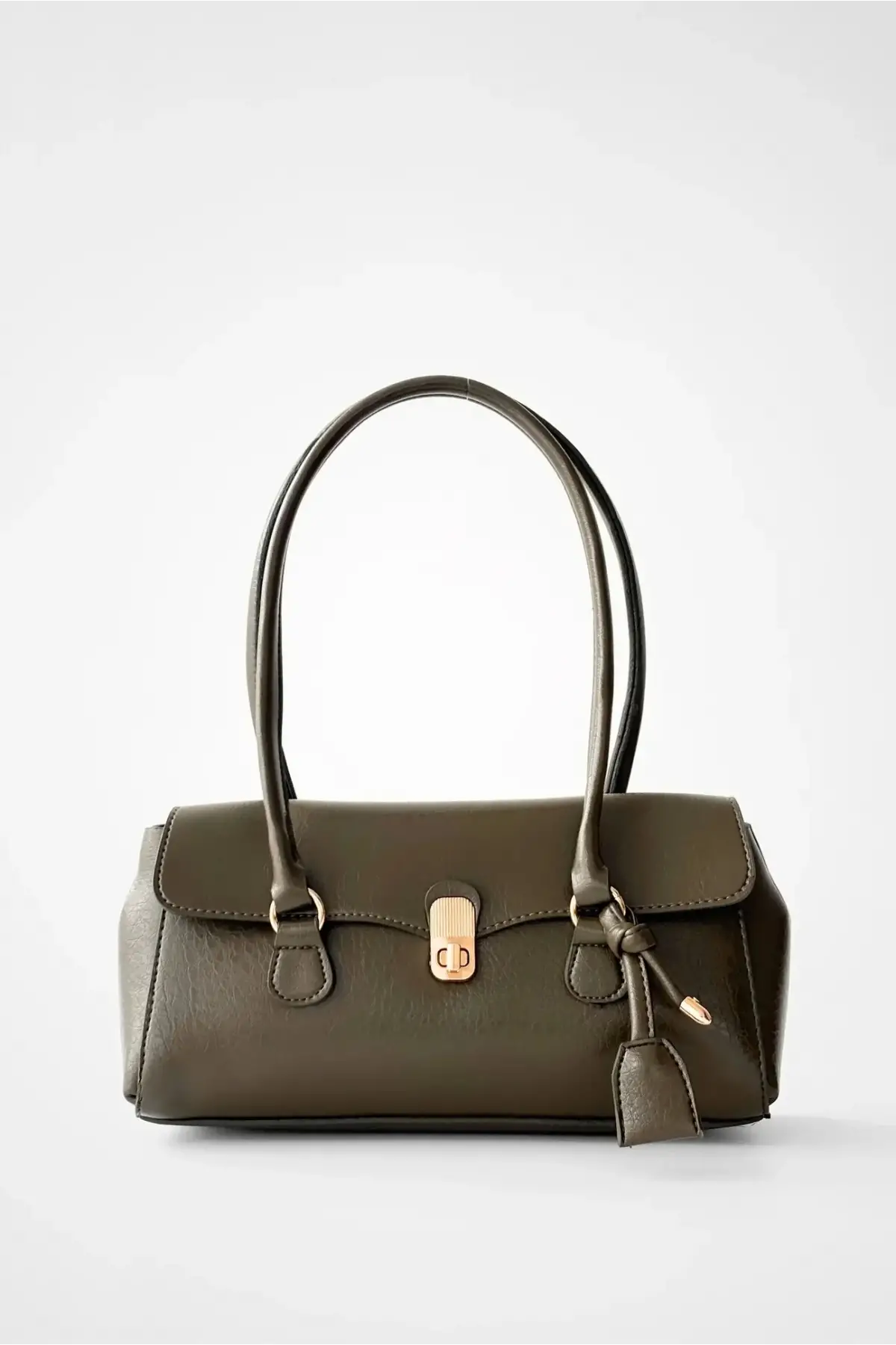 Valina Haki Vegan Deri Gold Toka Detaylı Kadın El Ve Omuz Çantası