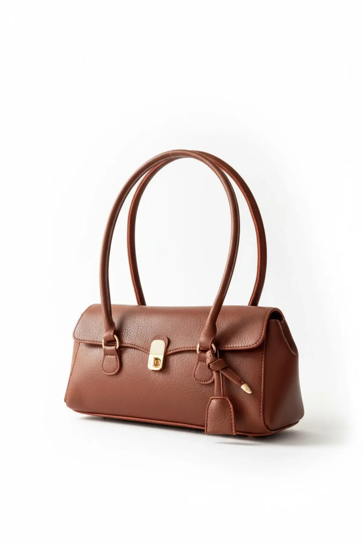 Valina Taba Vegan Deri Gold Toka Detaylı Kadın El Ve Omuz Çantası