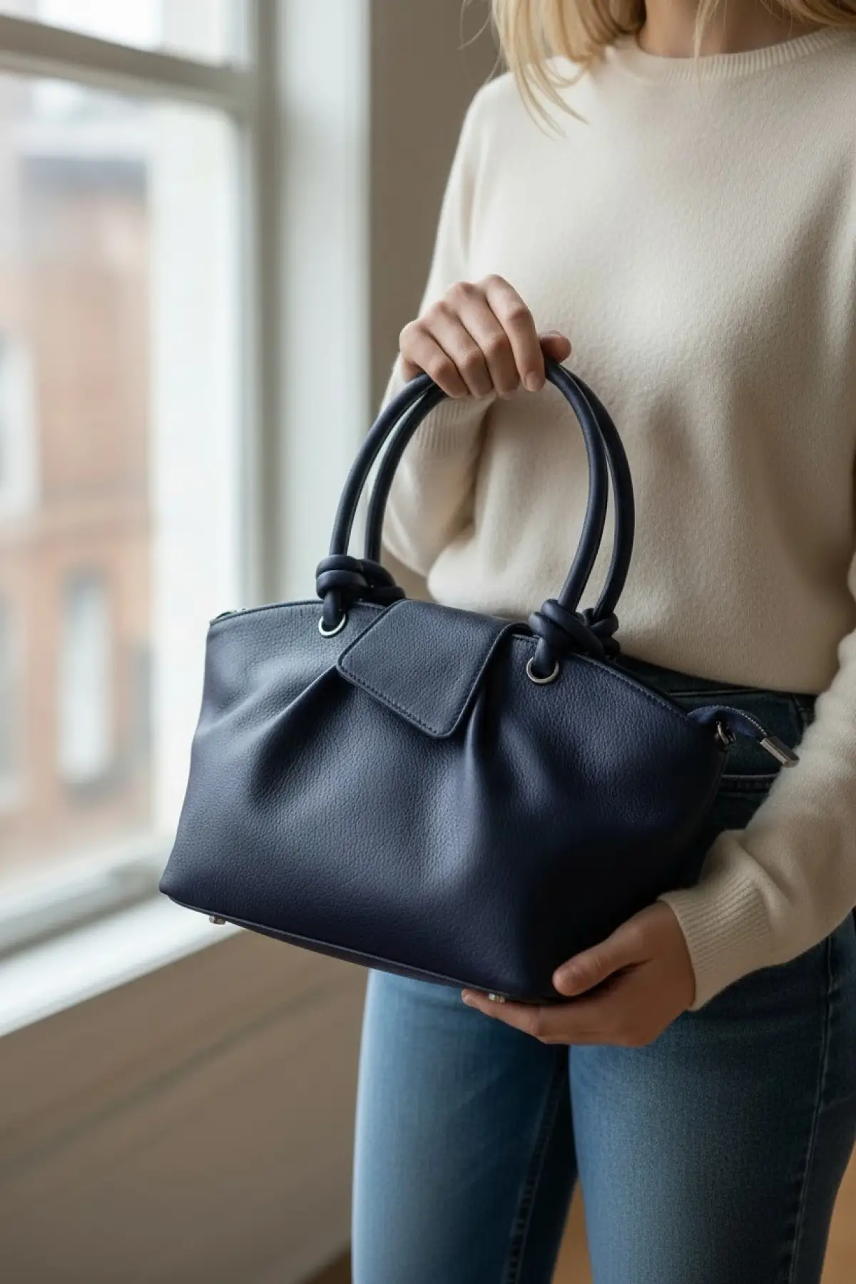 Elara Lacivert Kadın Düğüm Saplı Mini Kol Ve Omuz Çantası