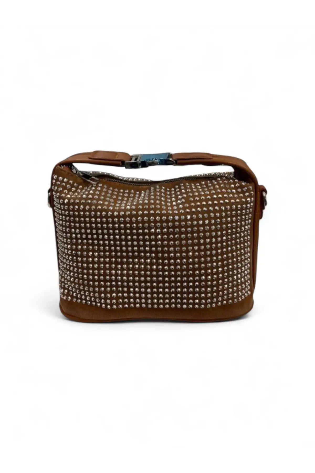 Toile Taba Taş İşlemeli Kilit Saplı Kadın El Kol Ve Omuz Çantası