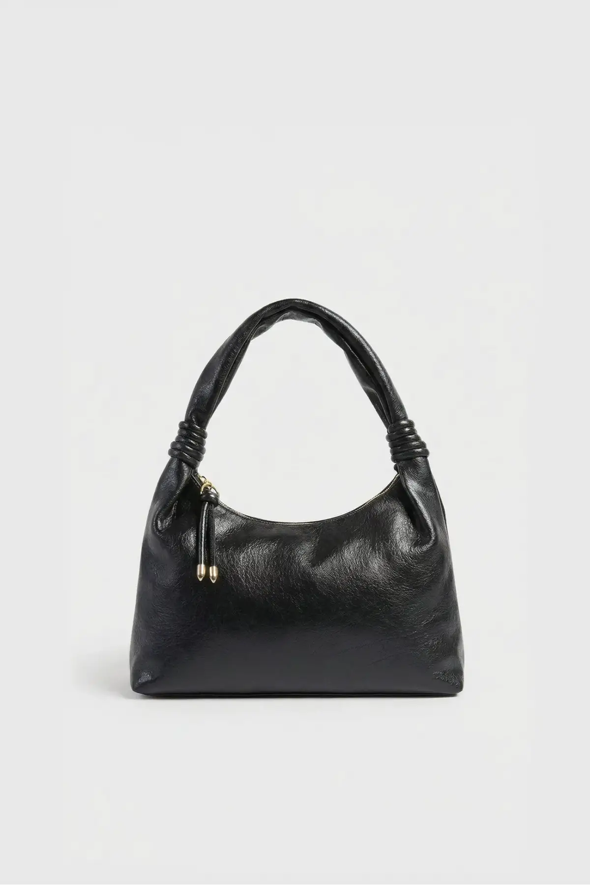 Melora Siyah Vegan Deri Düğüm Detaylı Kadın El Ve Omuz Çantası