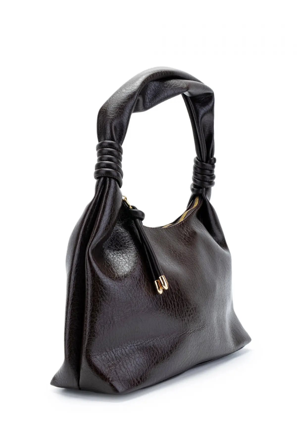 Melora Kahverengi Vegan Deri Düğüm Detaylı Kadın El Ve Omuz Çantası