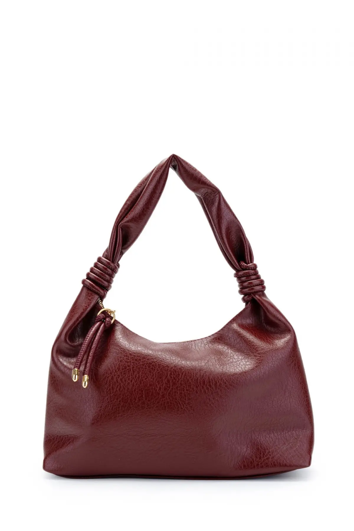 Melora Bordo Vegan Deri Düğüm Detaylı Kadın El Ve Omuz Çantası