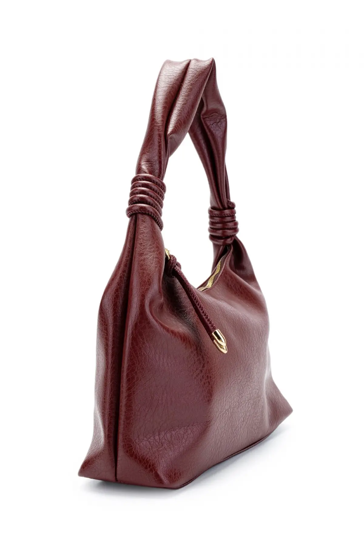 Melora Bordo Vegan Deri Düğüm Detaylı Kadın El Ve Omuz Çantası