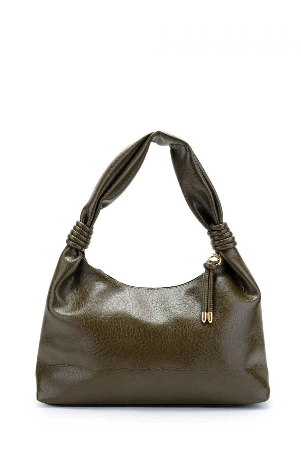 Melora Haki Vegan Deri Düğüm Detaylı Kadın El Ve Omuz Çantası