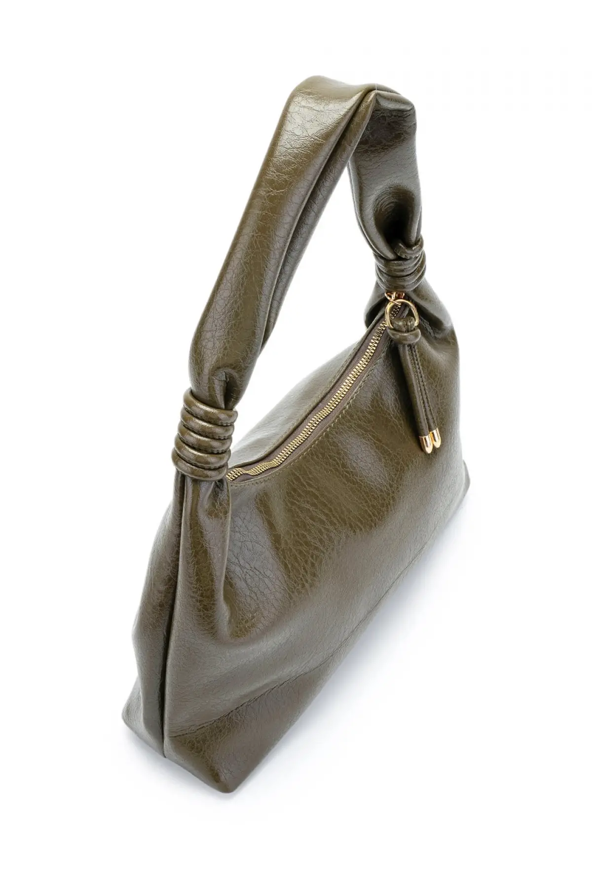 Melora Haki Vegan Deri Düğüm Detaylı Kadın El Ve Omuz Çantası