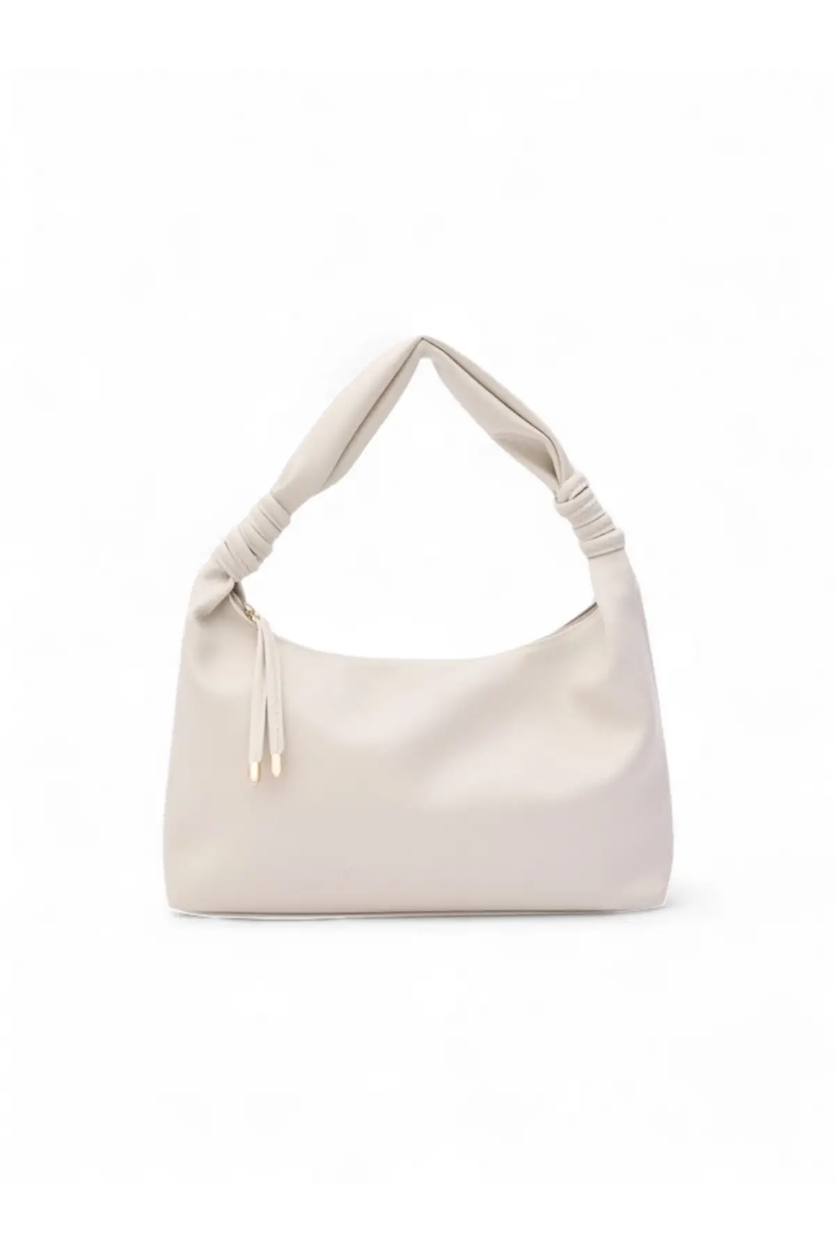 Melora Krem Vegan Deri Düğüm Detaylı Kadın El Ve Omuz Çantası
