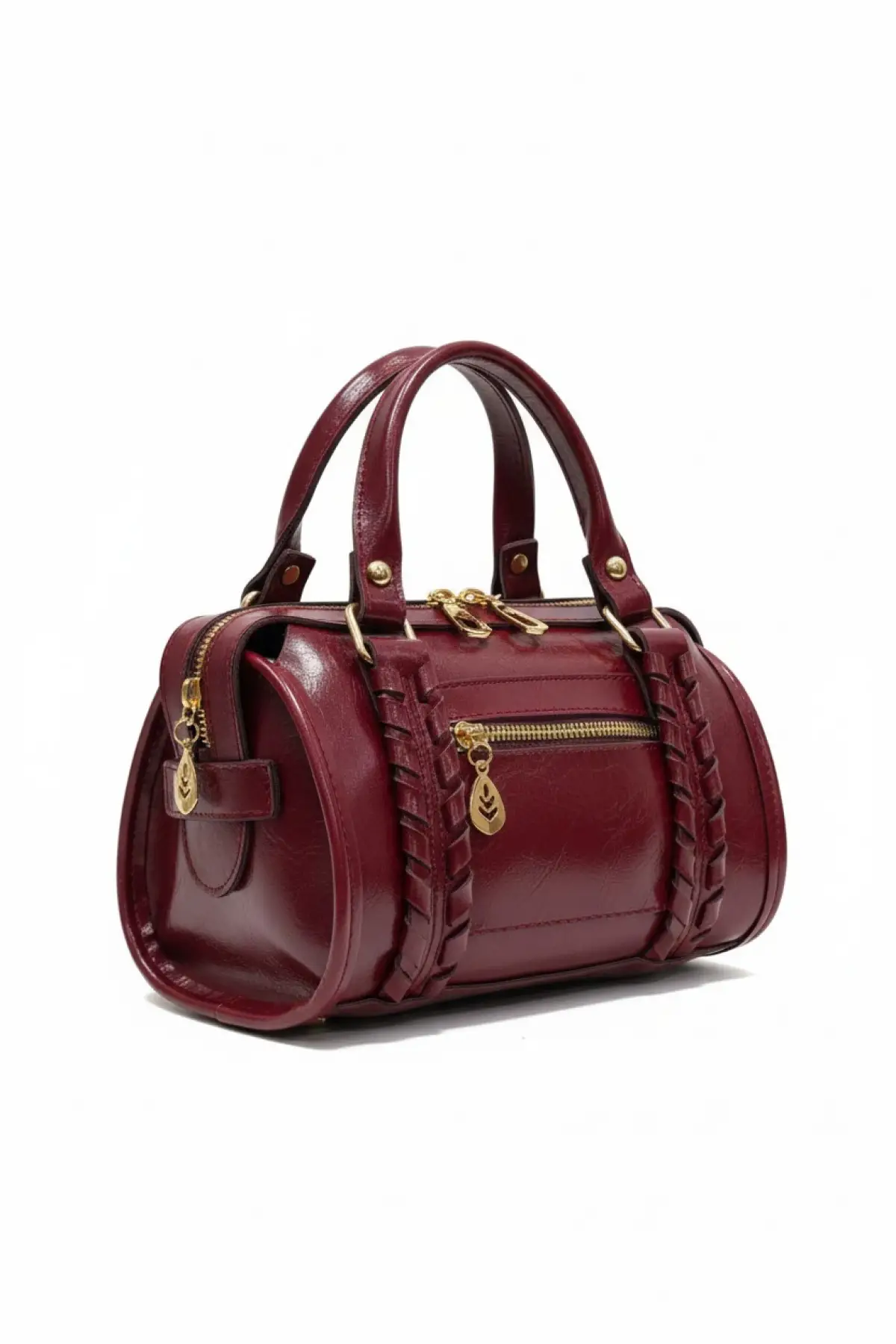 Loretta Bordo Vegan Deri Örgü Detaylı Mini Kadın El Ve Omuz Çantası