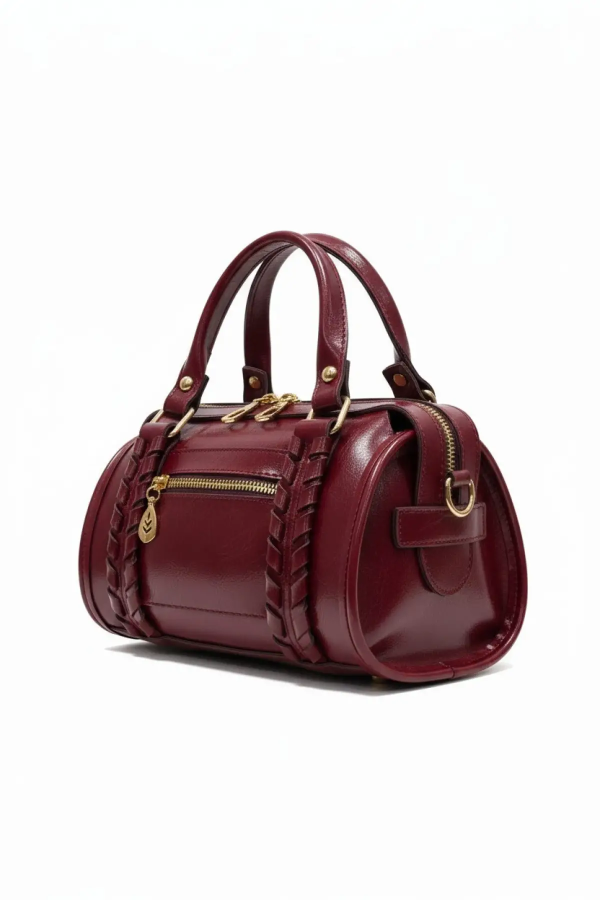 Loretta Bordo Vegan Deri Örgü Detaylı Mini Kadın El Ve Omuz Çantası