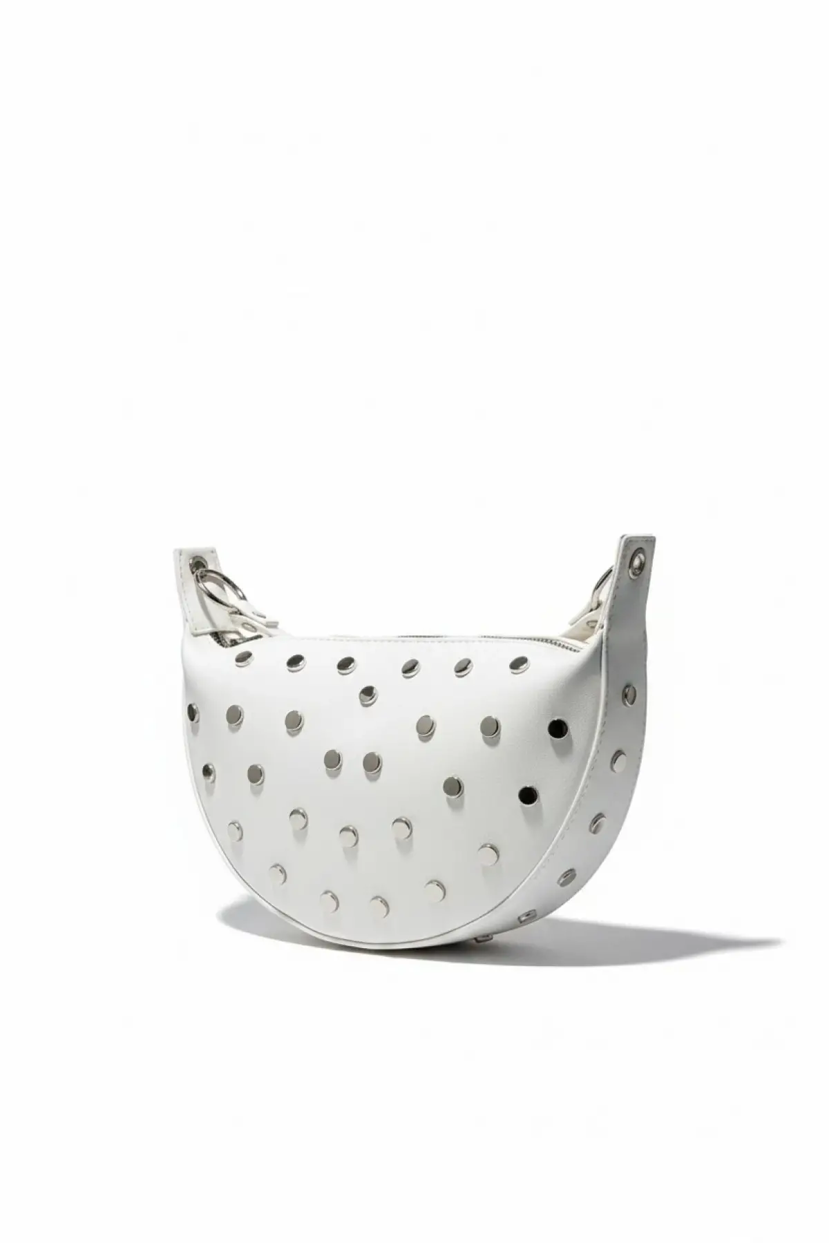 Maribel Beyaz D Model Trok Zımba Detaylı Kadın El Ve Omuz Çantası