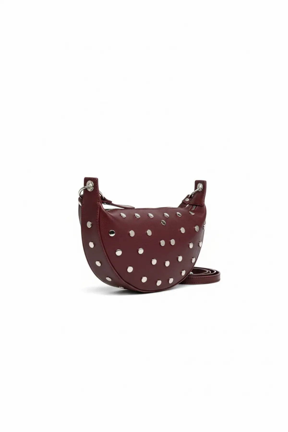 Maribel Bordo D Model Trok Zımba Detaylı Kadın El Ve Omuz Çantası