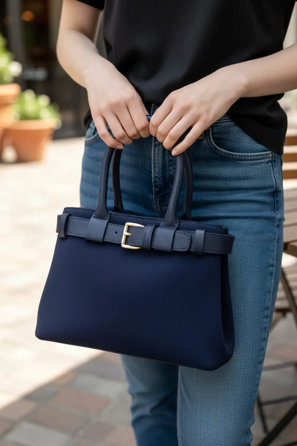 Aurora Lacivert Süet Kemer Detaylı Kadın El Ve Omuz Çantası