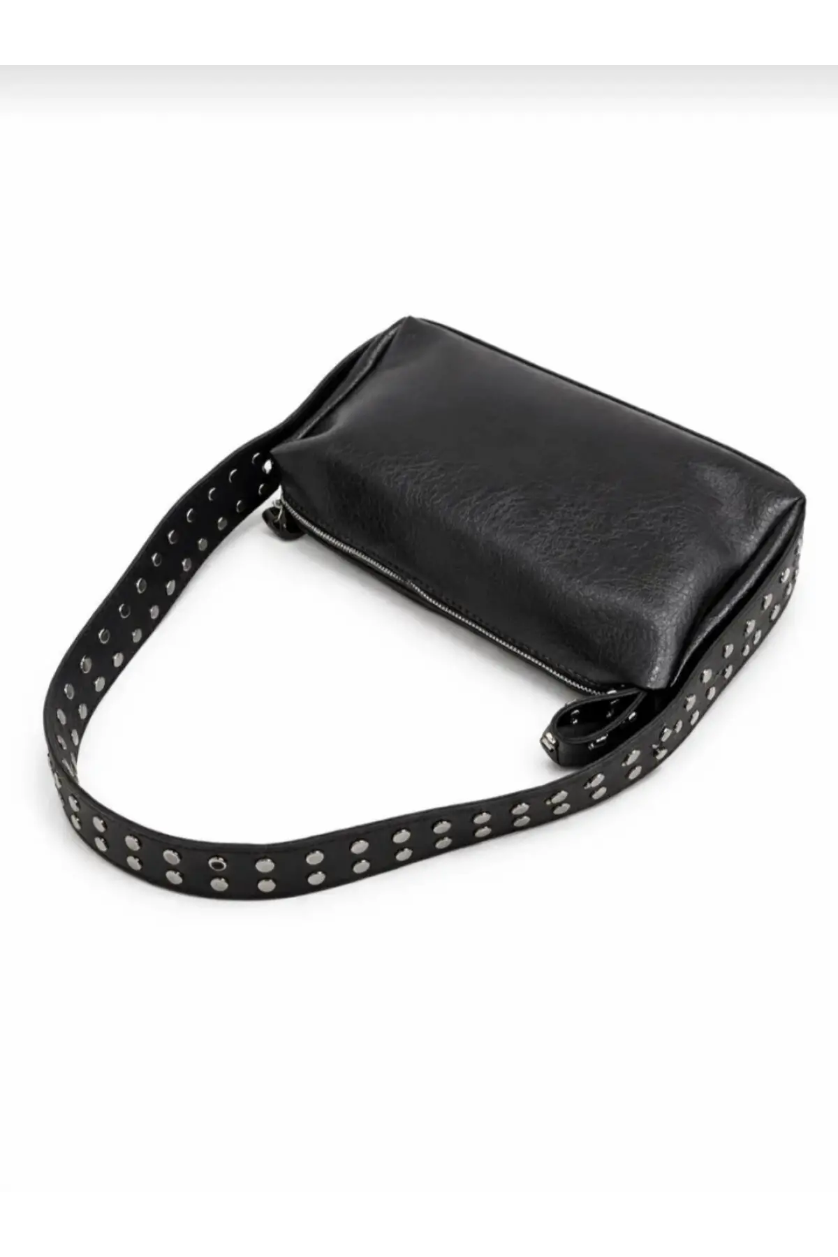 Mossi Siyah Cilt Trok Detaylı Baget Kadın El Ve Omuz Çantası
