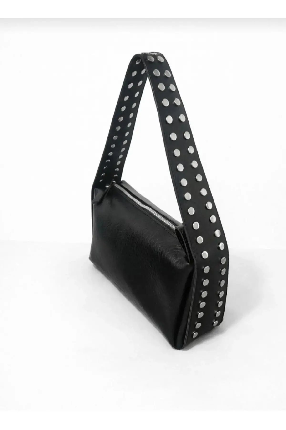 Mossi Siyah Cilt Trok Detaylı Baget Kadın El Ve Omuz Çantası