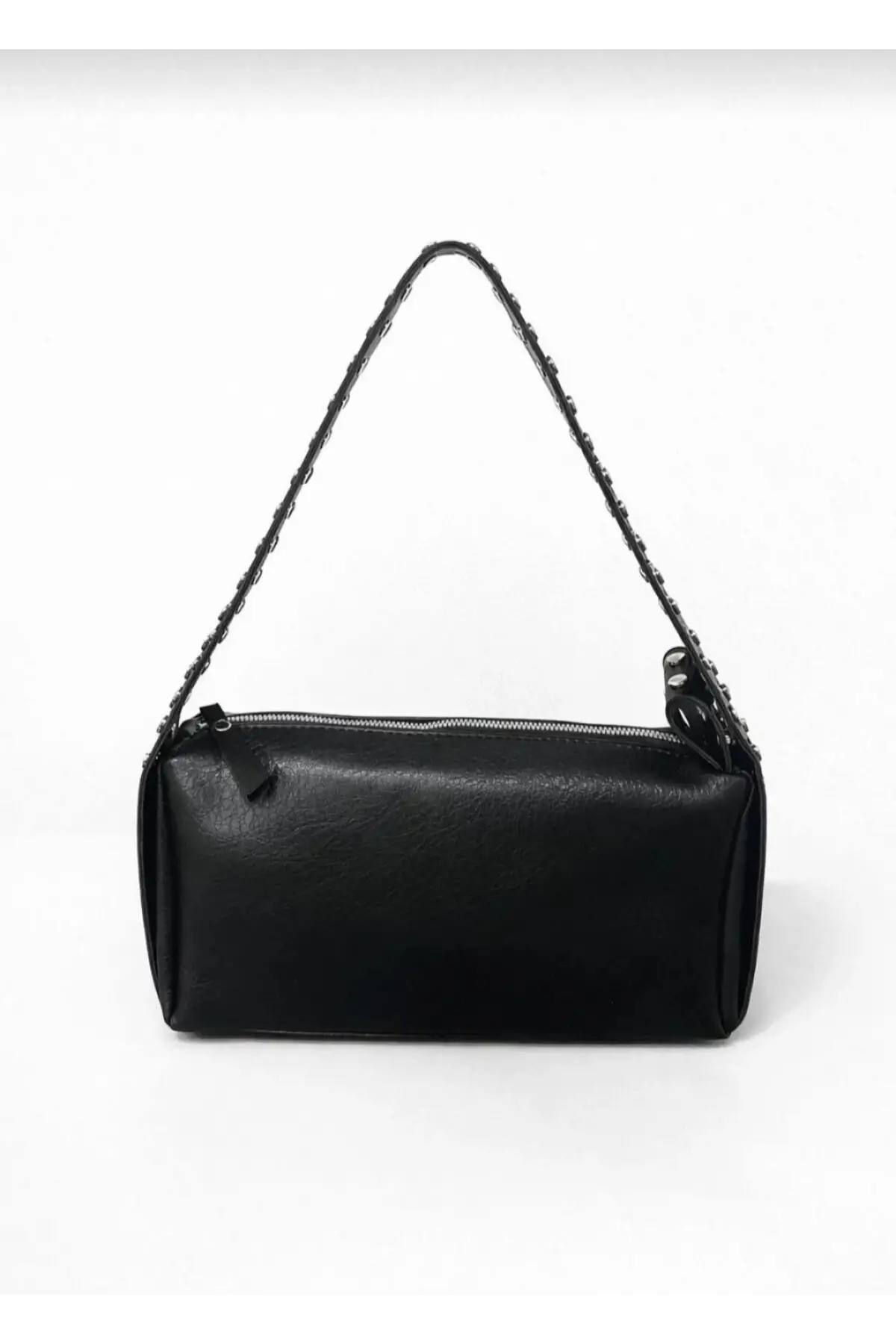 Mossi Siyah Cilt Trok Detaylı Baget Kadın El Ve Omuz Çantası