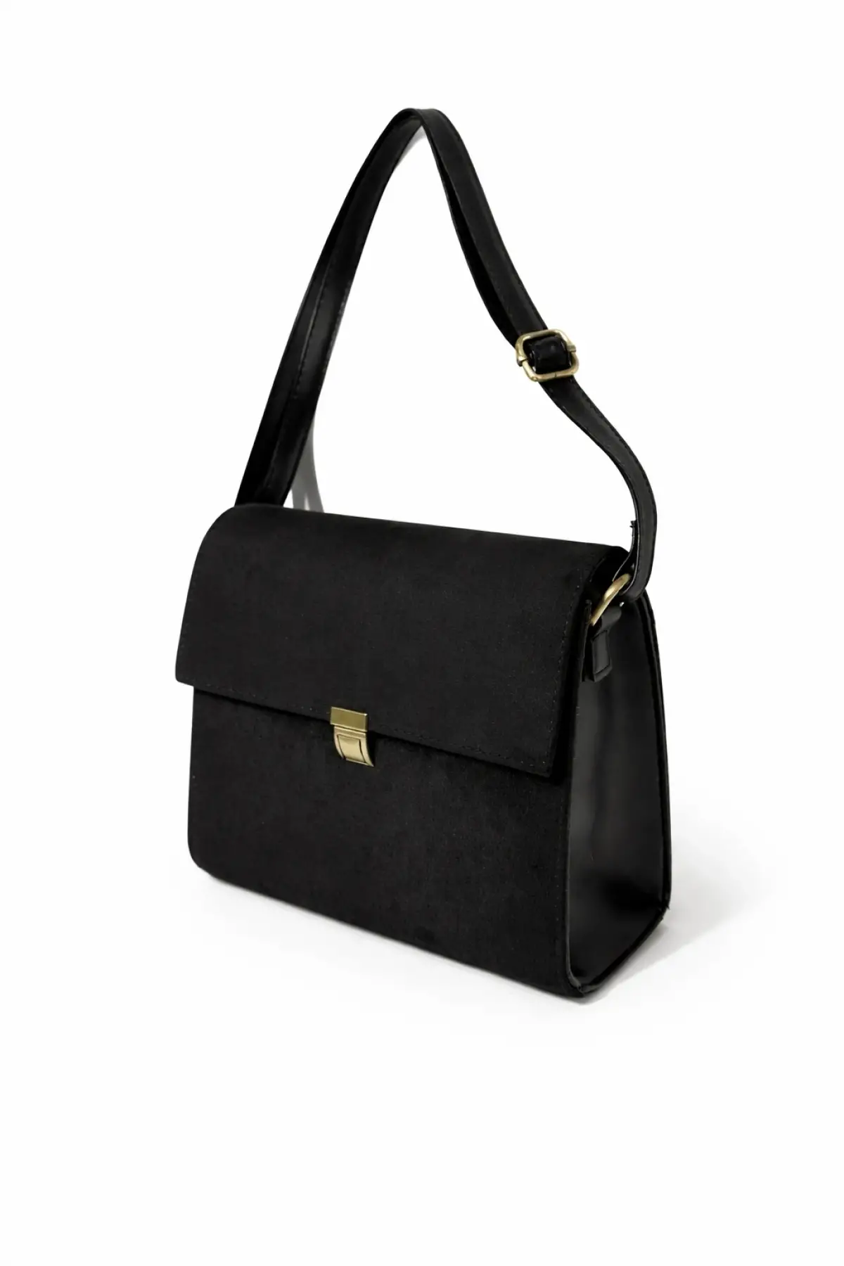 Nerasy Siyah Süet Vintage Tasarım Kadın Omuz Çantası