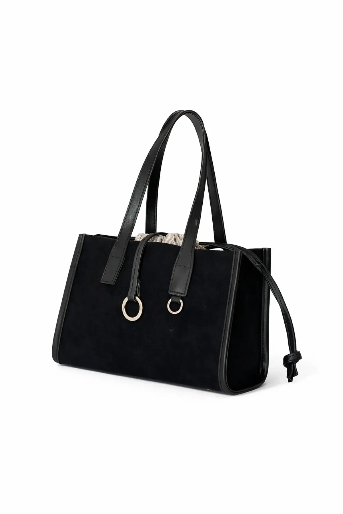 Tresse Siyah Süet Keseli Kadın El Ve Omuz Çantası