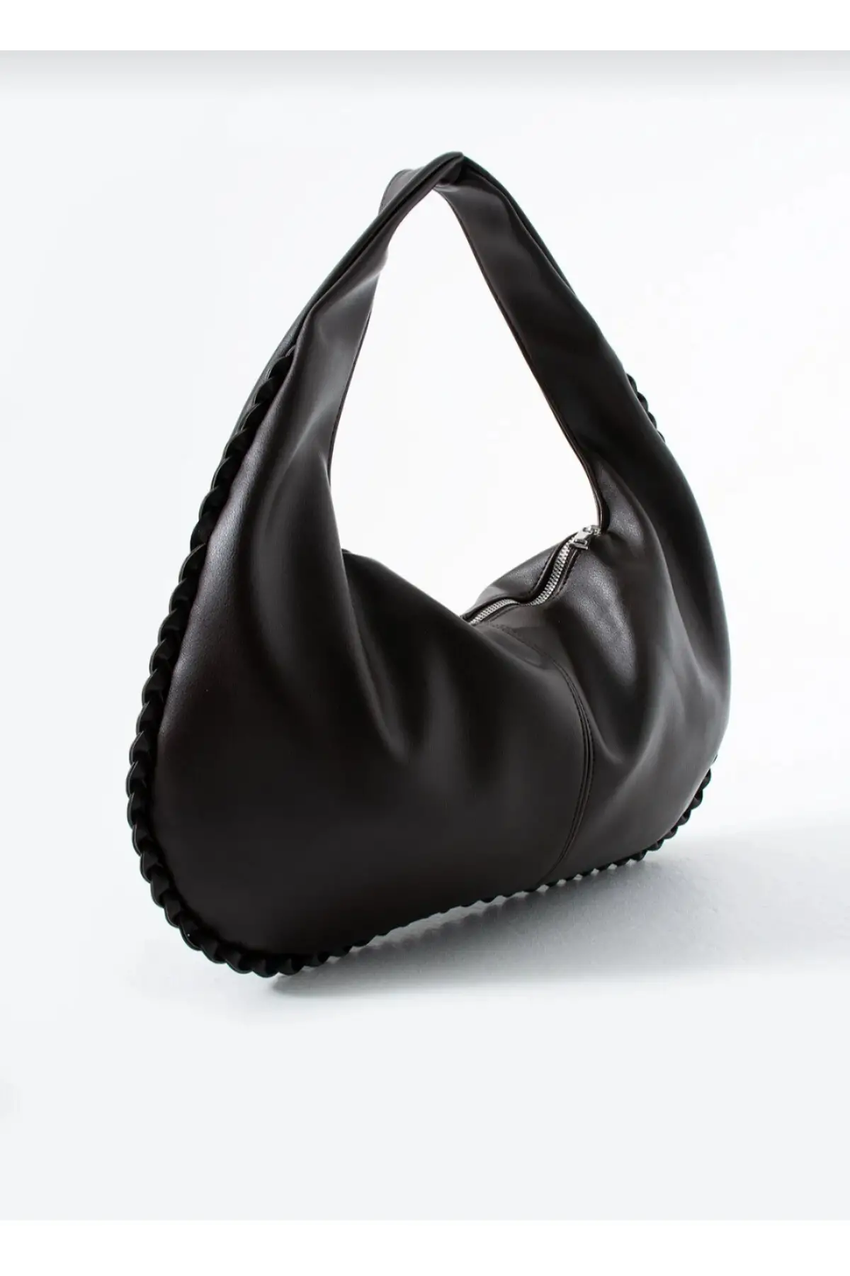 Ellevo Acı Kahve Cilt Fermuar Kapamalı Kadın El Ve Omuz Çantası