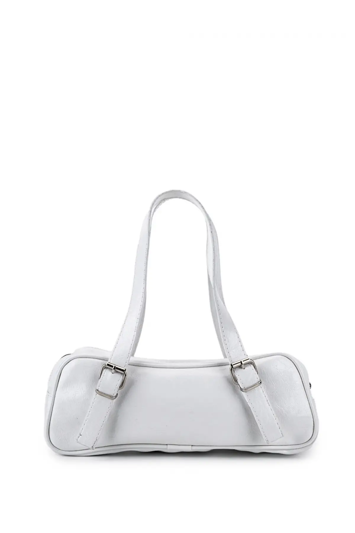 Rebeca Beyaz Parlak Cilt Zincir Aksesuarlı Kadın Omuz Çantası